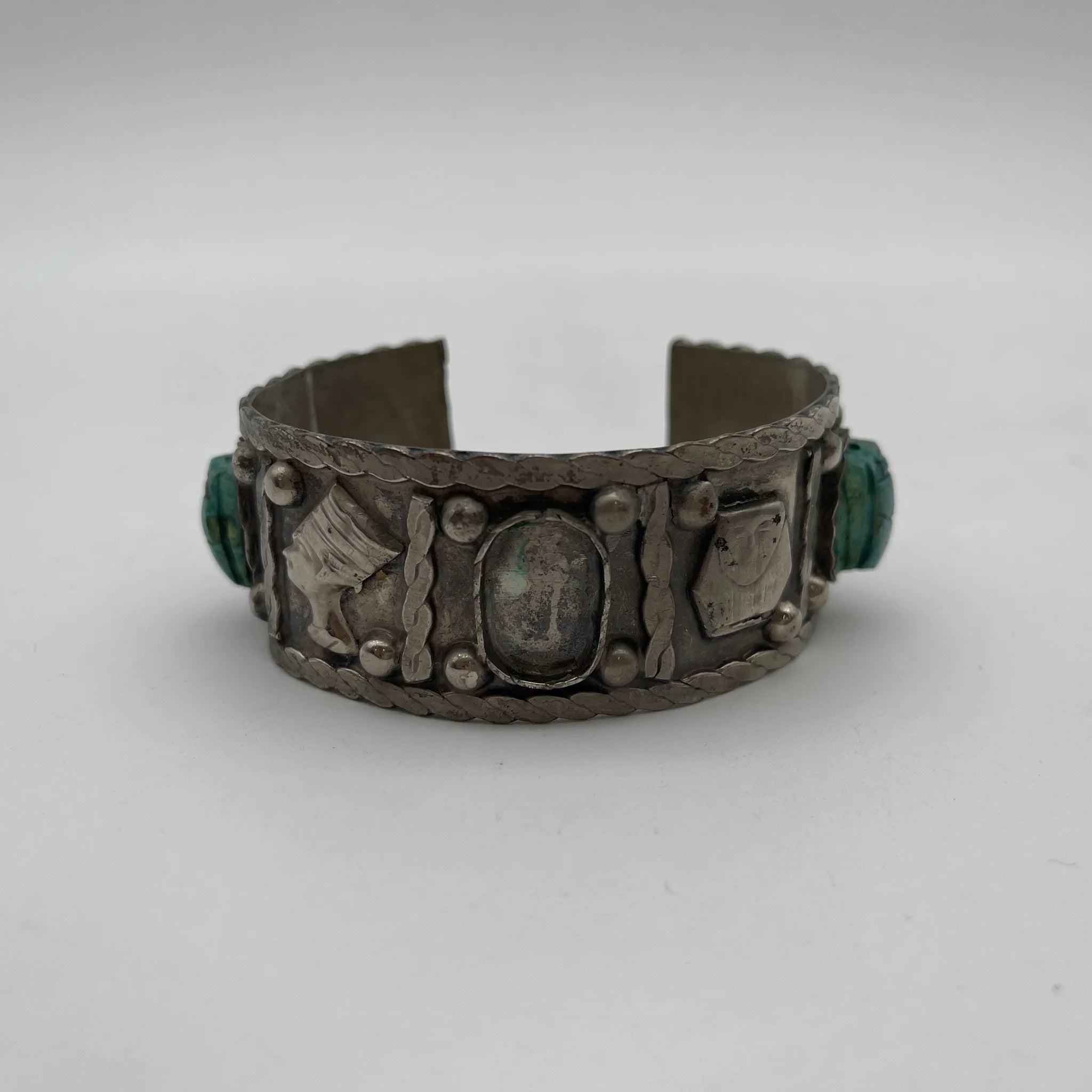 [Vintage] Bangle / Estimated mid-20C / Silver / Egypt / Scarab, Pharaoh