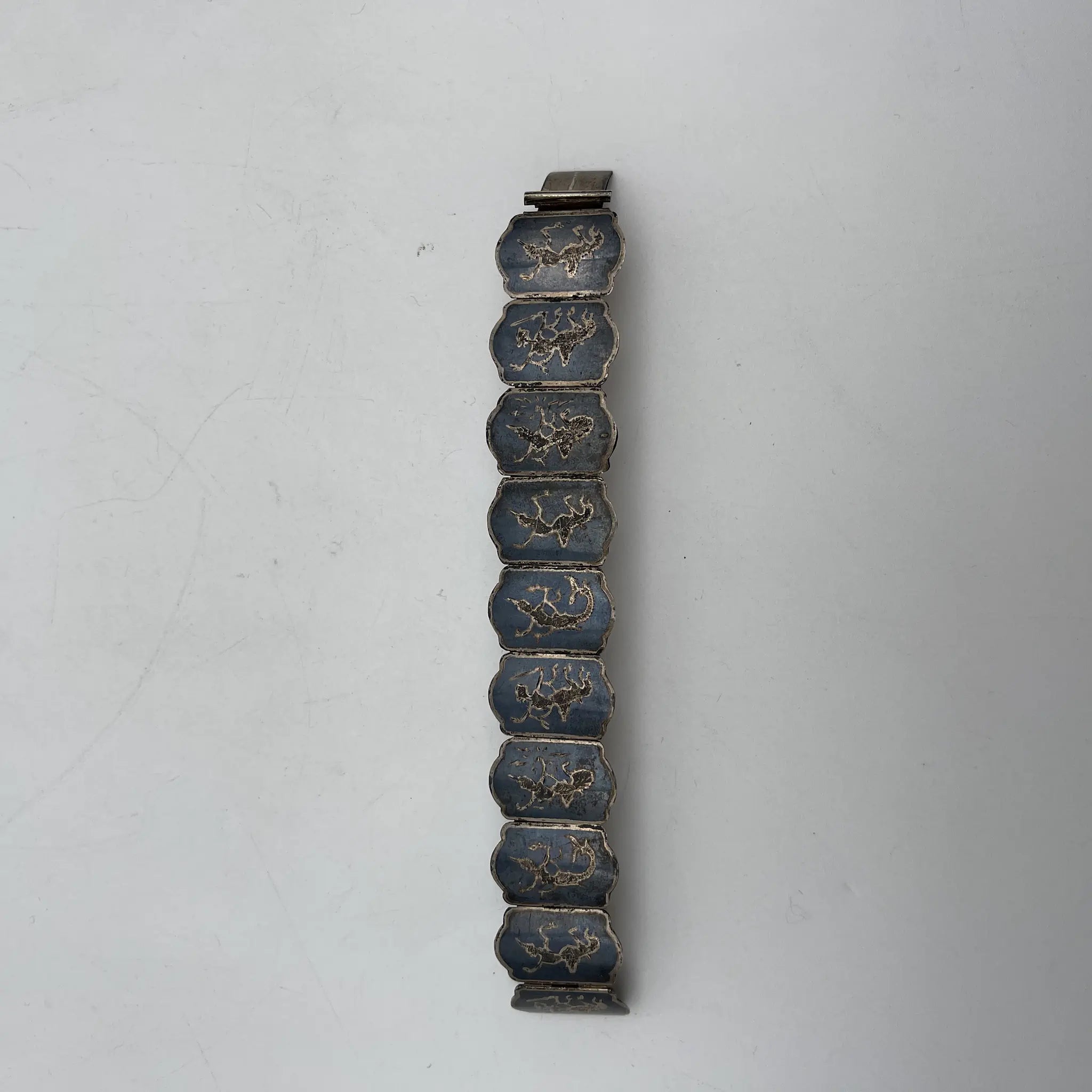 [Vintage] Bracelet / Estimated mid-20C / Sterling silver / Tie / Niero inlay