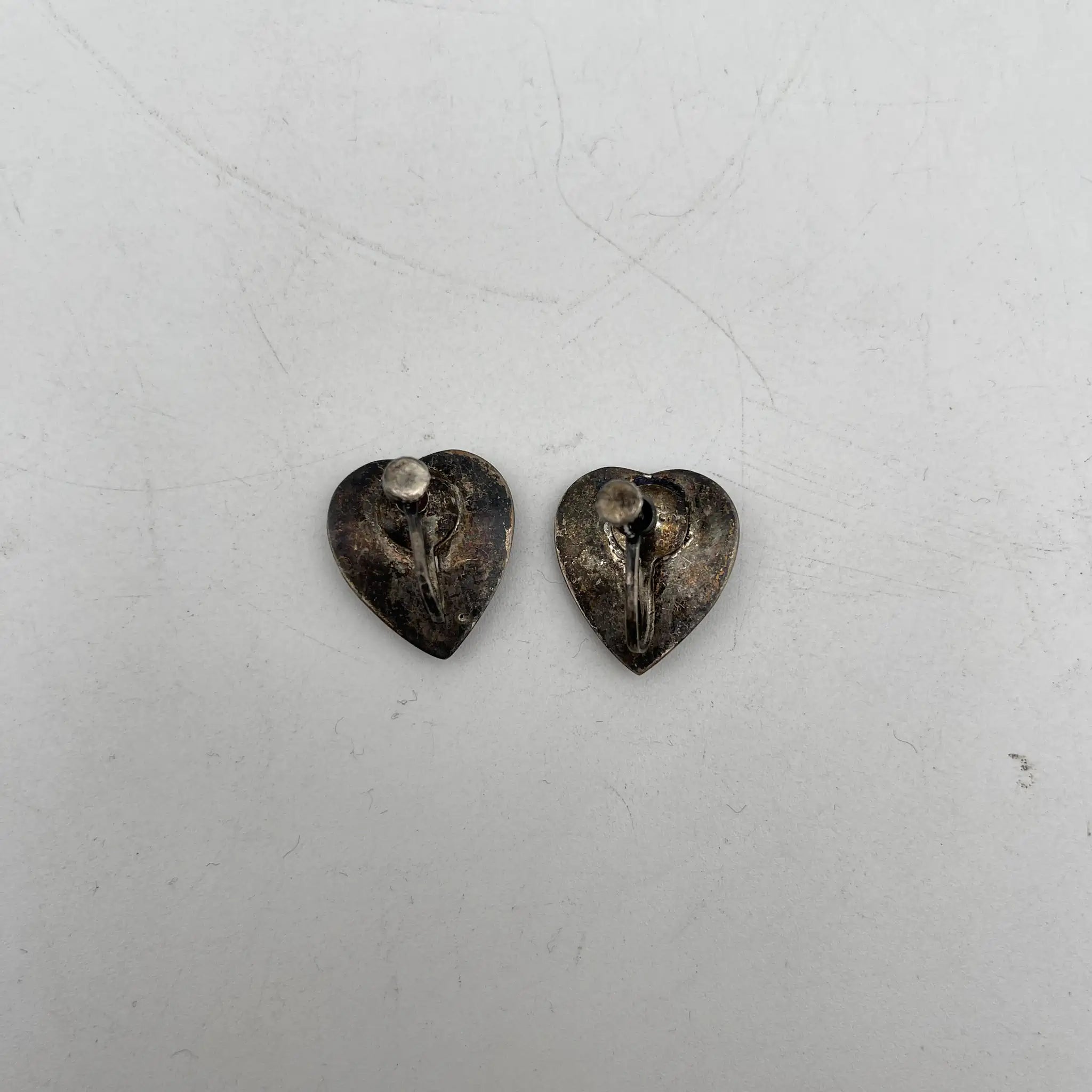 [Vintage] Earrings 2P / Estimated mid-20C / Sterling silver / Tie / Niero inlay