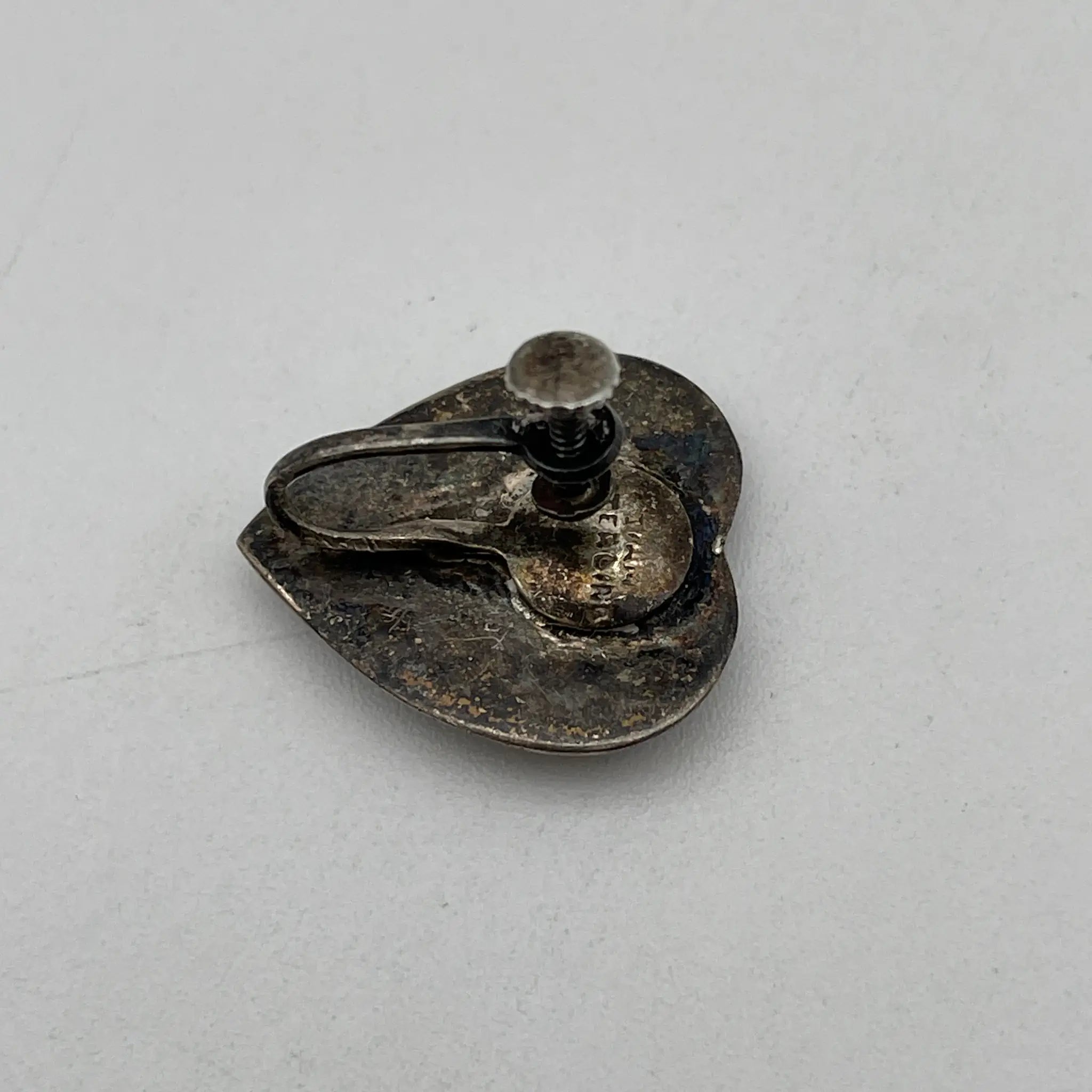 [Vintage] Earrings 2P / Estimated mid-20C / Sterling silver / Tie / Niero inlay