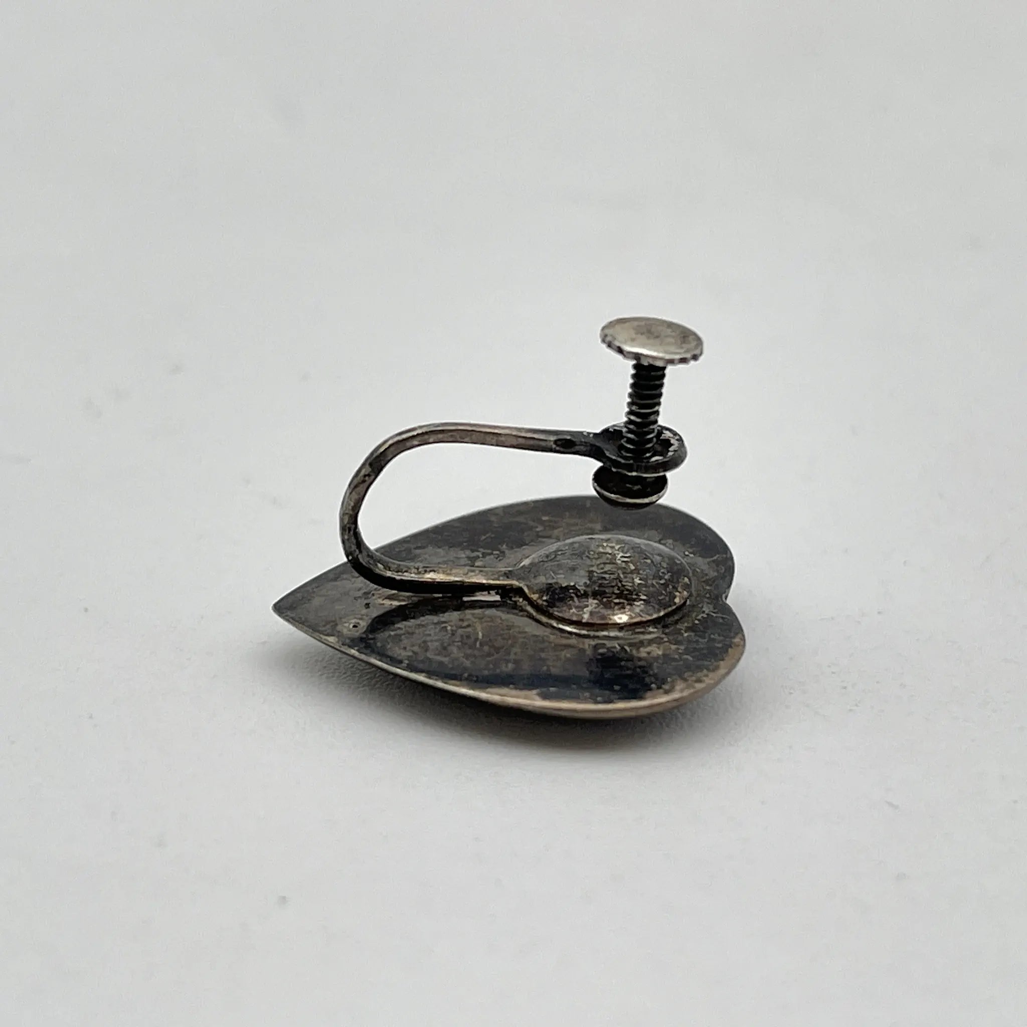[Vintage] Earrings 2P / Estimated mid-20C / Sterling silver / Tie / Niero inlay