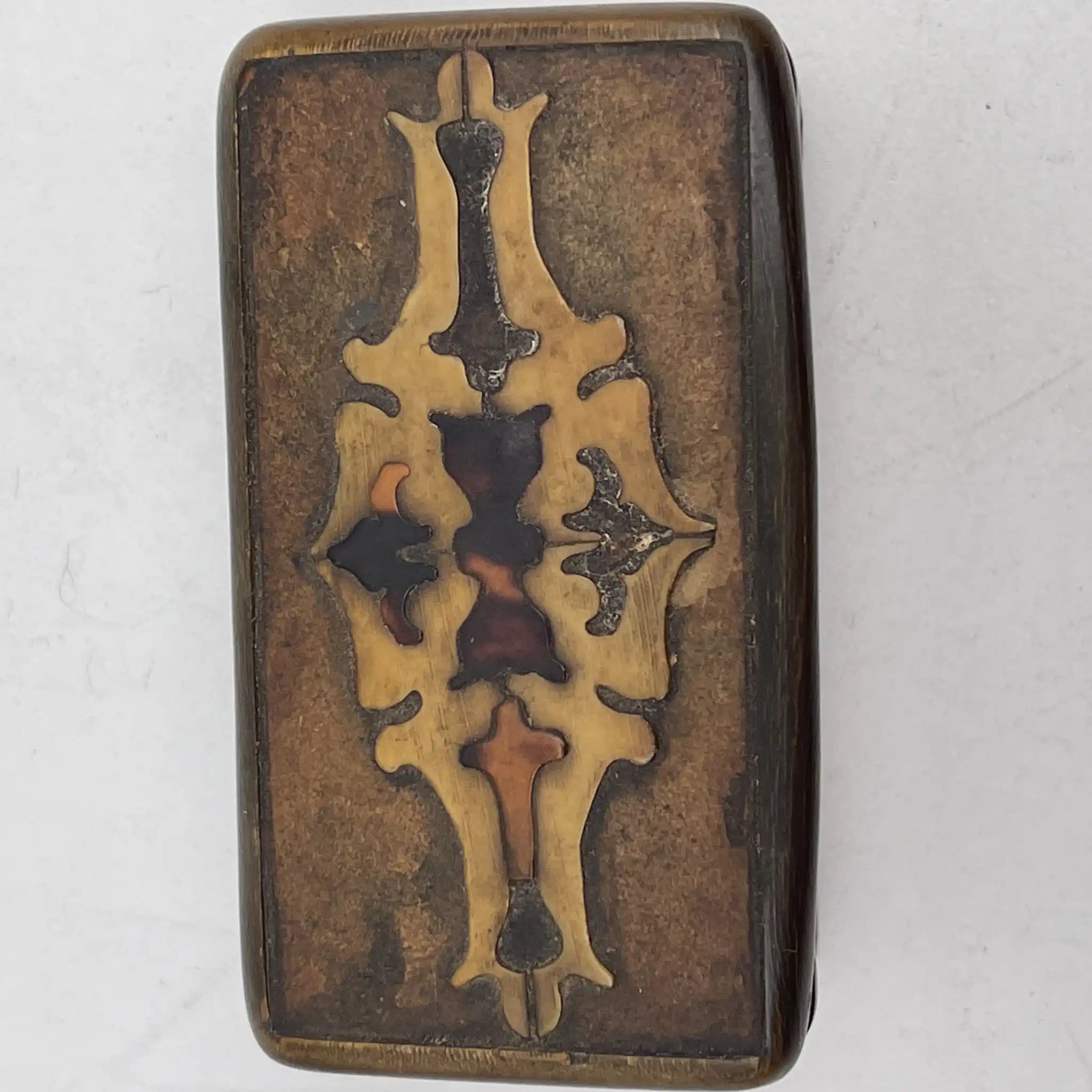 [Antique] Snuff box (accessory case) / Estimated late 19C / Tortoiseshell / France / Boule inlay