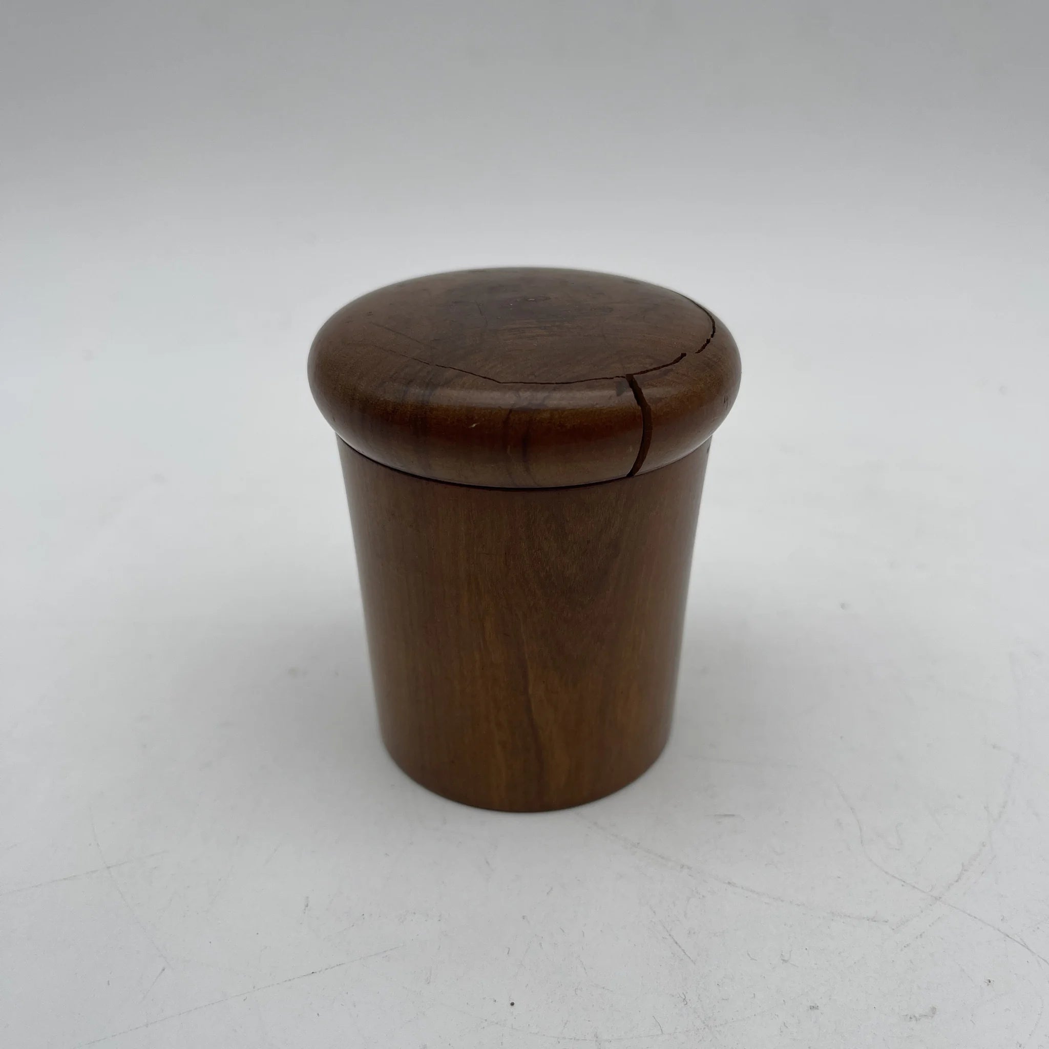 [Vintage] Jar with lid / Estimated mid-20C / Olive wood (estimated) / Italy / With glass liner