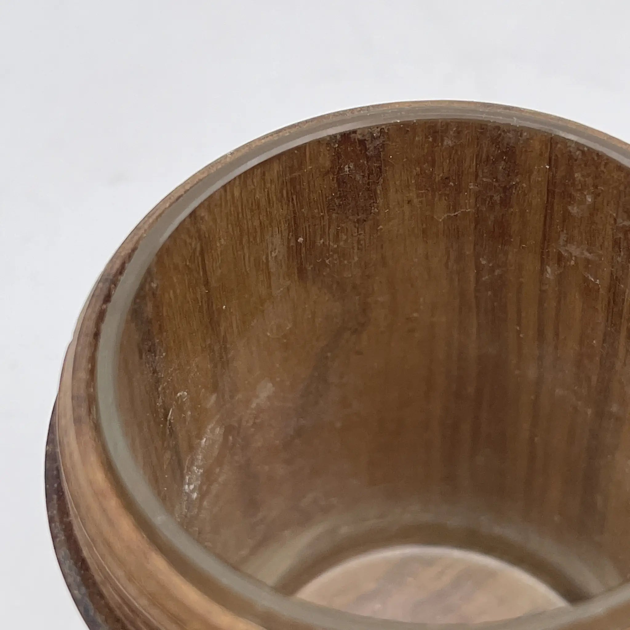 [Vintage] Jar with lid / Estimated mid-20C / Olive wood (estimated) / Italy / With glass liner
