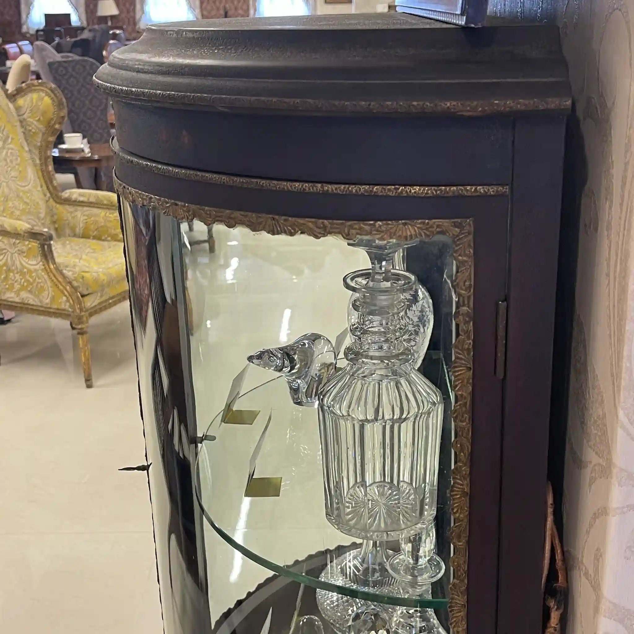Antique Curio Case / Louis XVI Style / Early 20th Century (Estimated) / Beach Wood (Estimated) / France