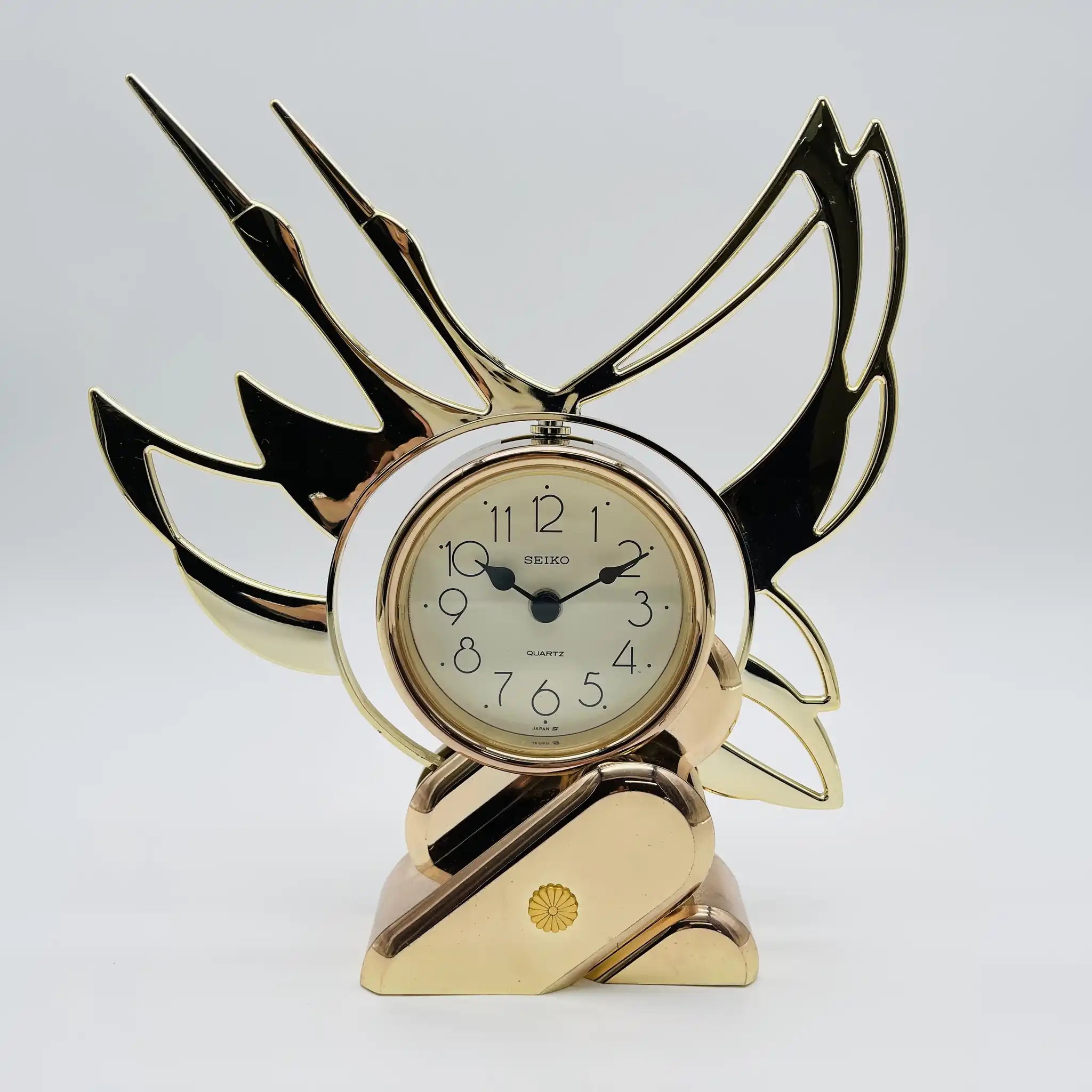 【リユース】 置き時計 / SEIKO(セイコー) / 白鳥モチーフ / 1970年代後半から1980年代前半 / 日本 / レトロフューチャー