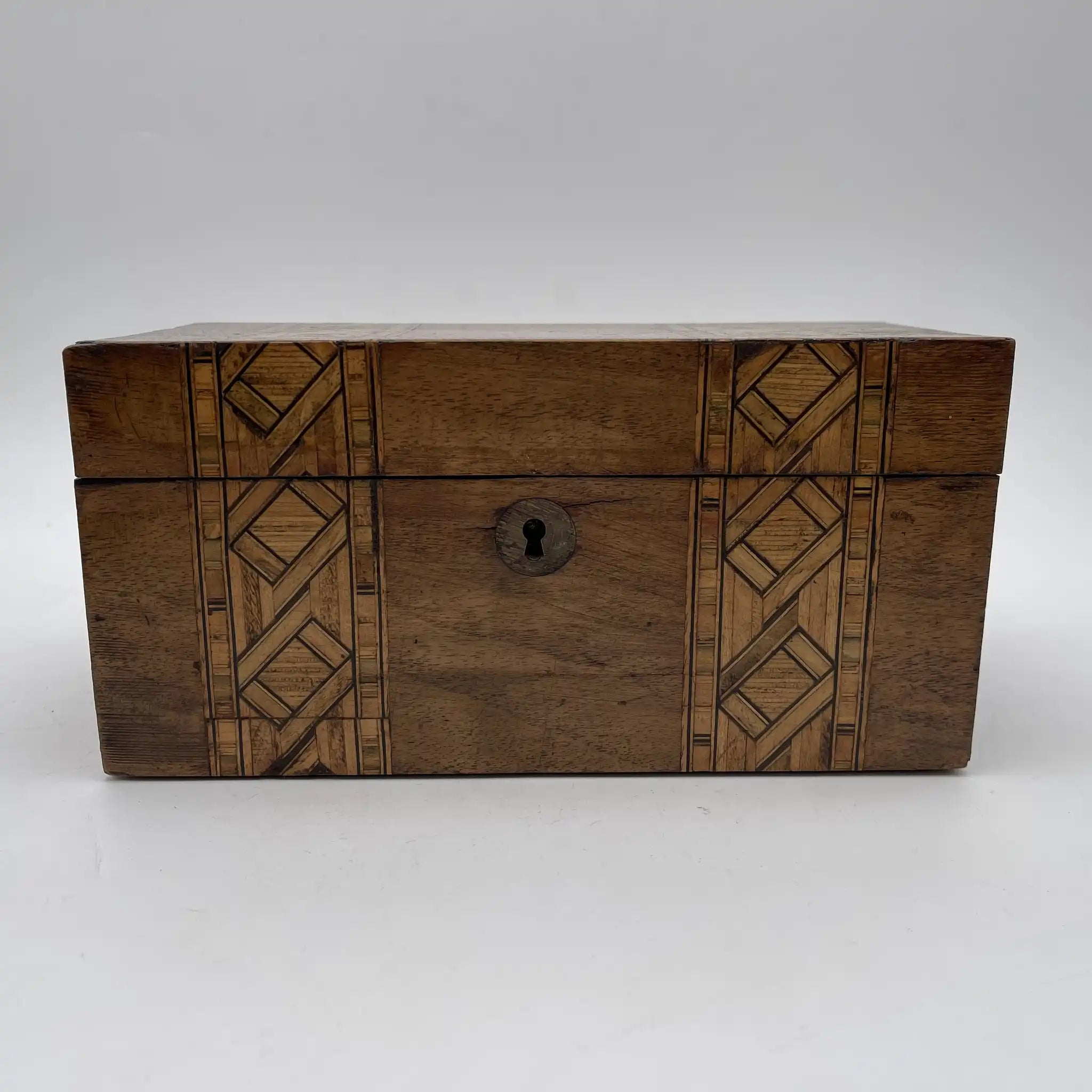 【アンティーク】 トリンケットボックス (小物入れ) / 推定1900前後 / ウォールナット材 / イギリス / パーケットリー