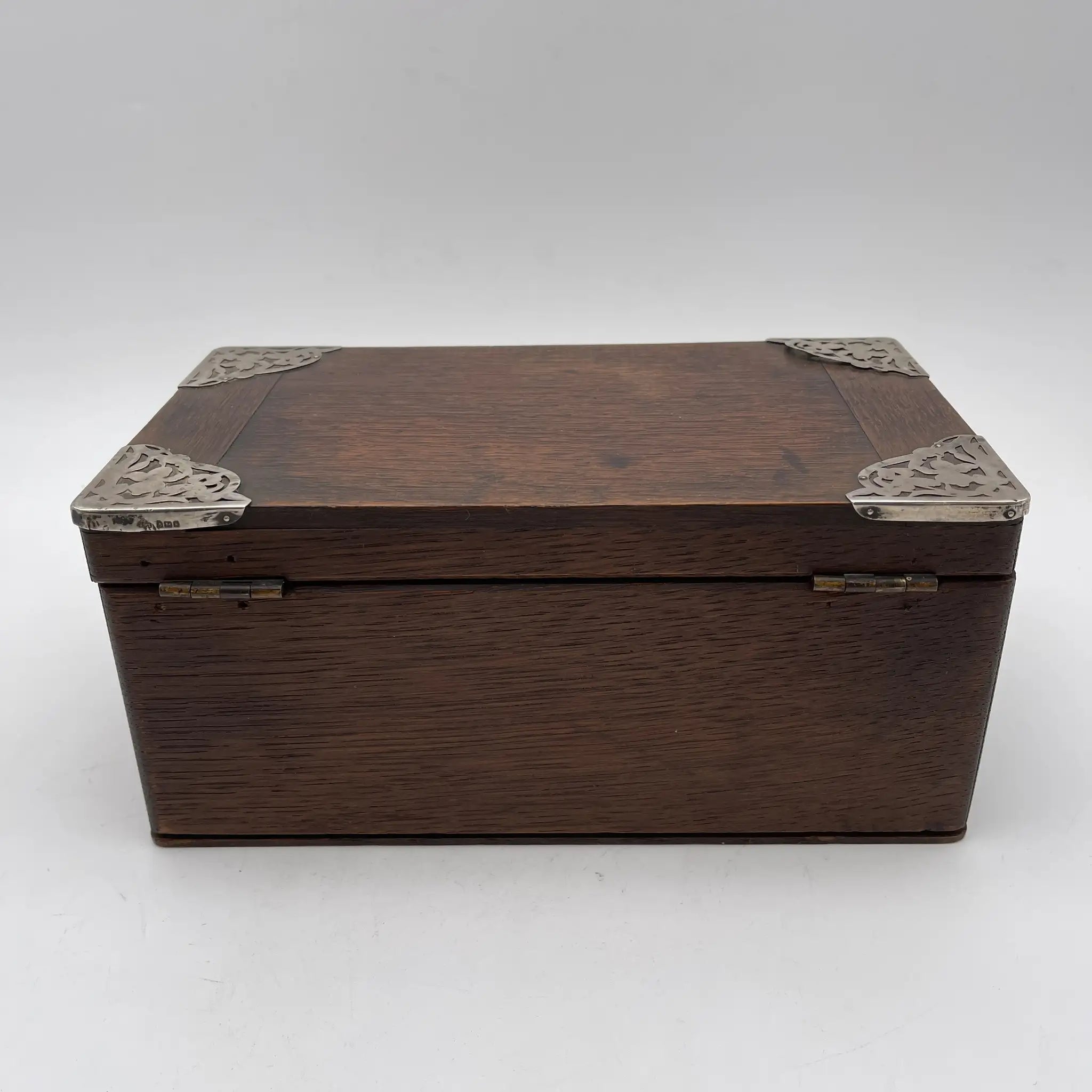 [Antique] Trinket box / 1900s / Oak / England / Hallmark