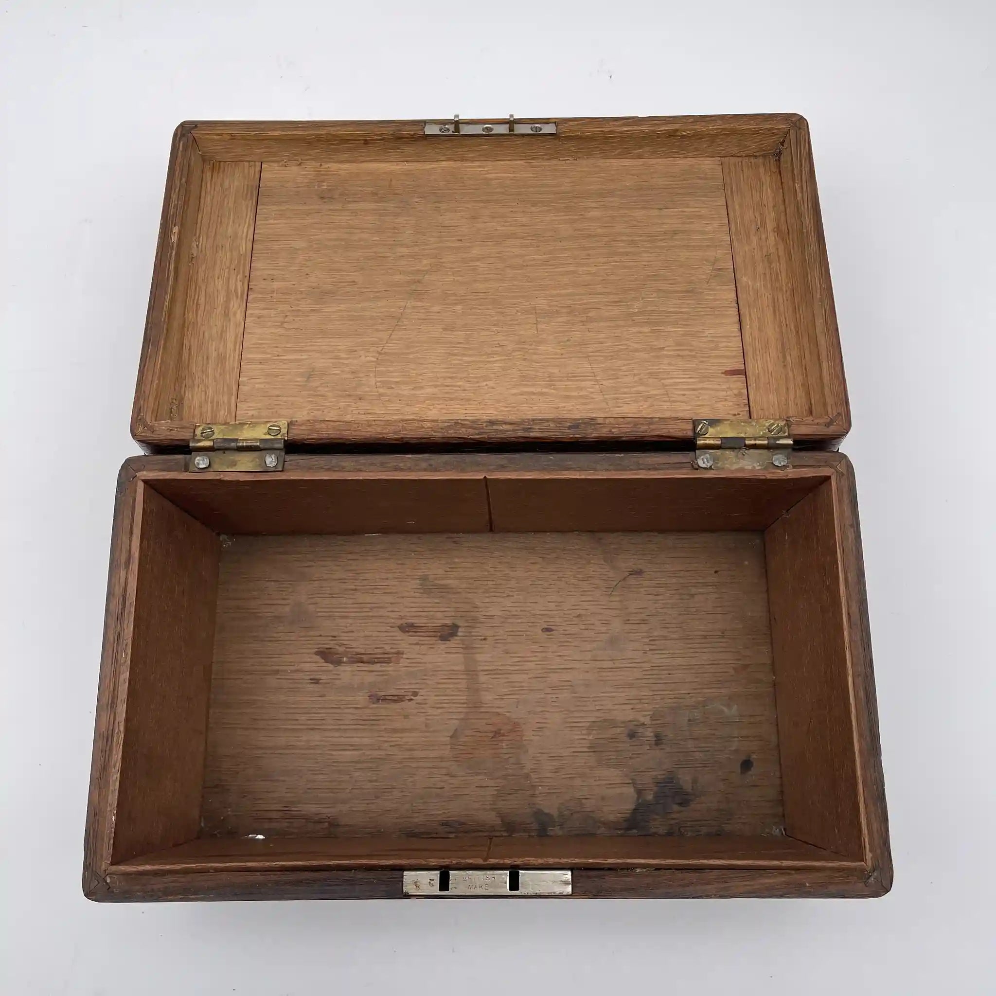 [Antique] Trinket box / 1900s / Oak / England / Hallmark