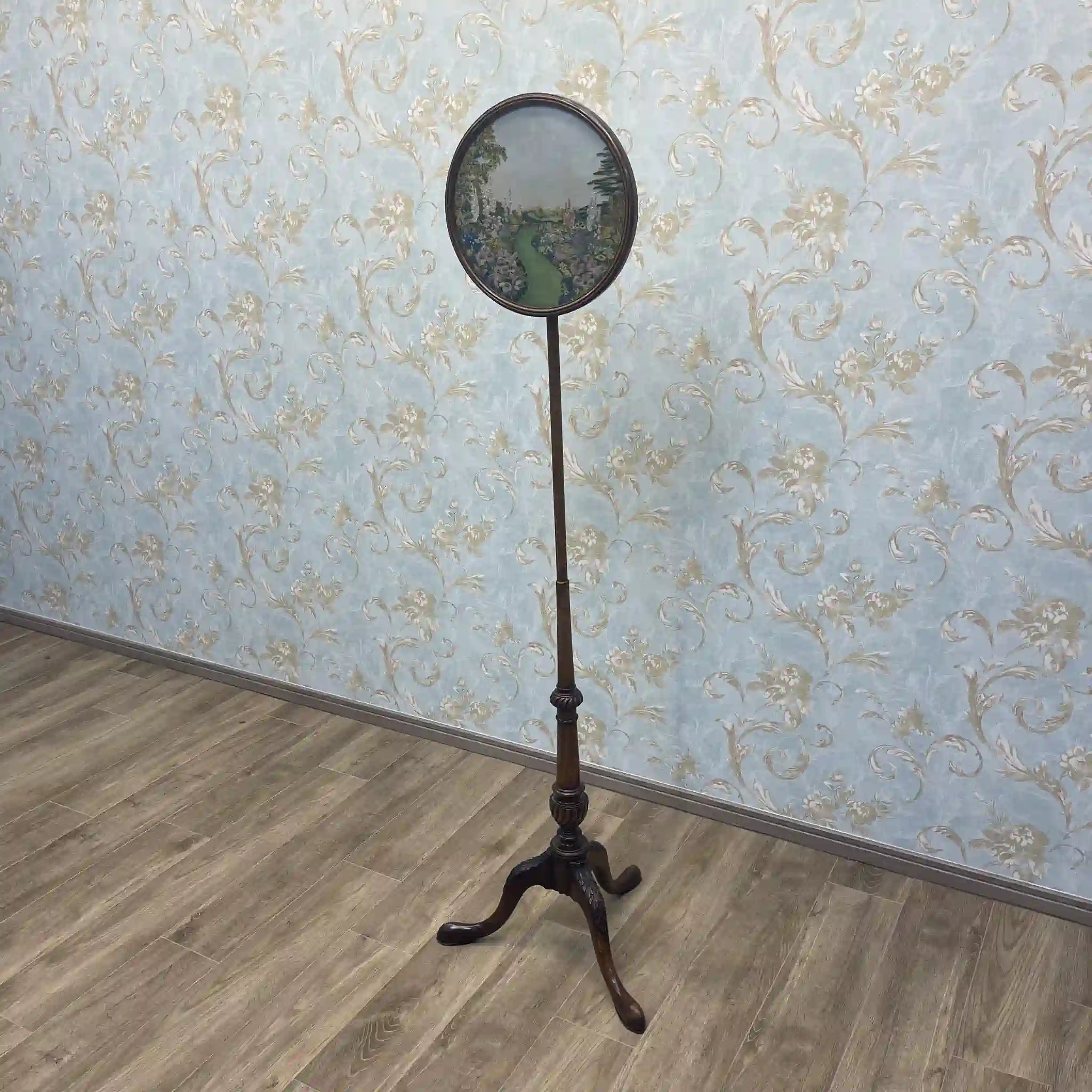 【アンティーク】 ポールスクリーン / 20世紀前後 / イギリス / トライポッド,ニードルポイント,旋盤細工