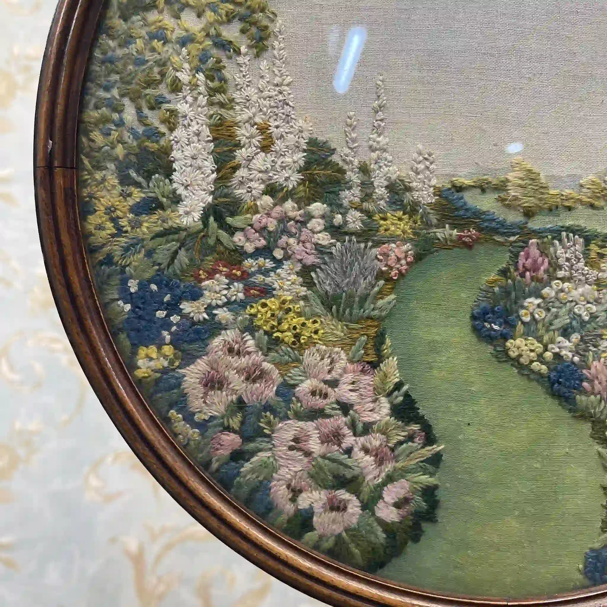 【アンティーク】 ポールスクリーン / 20世紀前後 / イギリス / トライポッド,ニードルポイント,旋盤細工