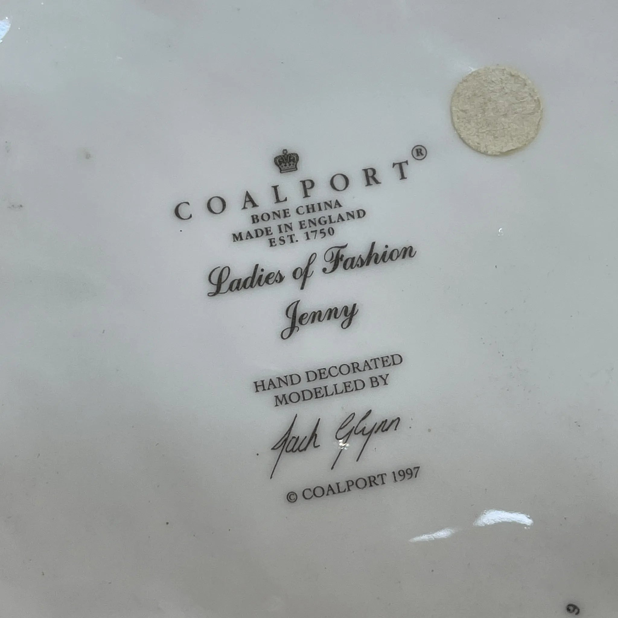 【リユース】 フィギュリン (陶磁器人形) / Coalport / Ladies of Fashion / Jenny / 推定2000前後 / Bone China / イギリス / Jack Glynn, ハンドペイント