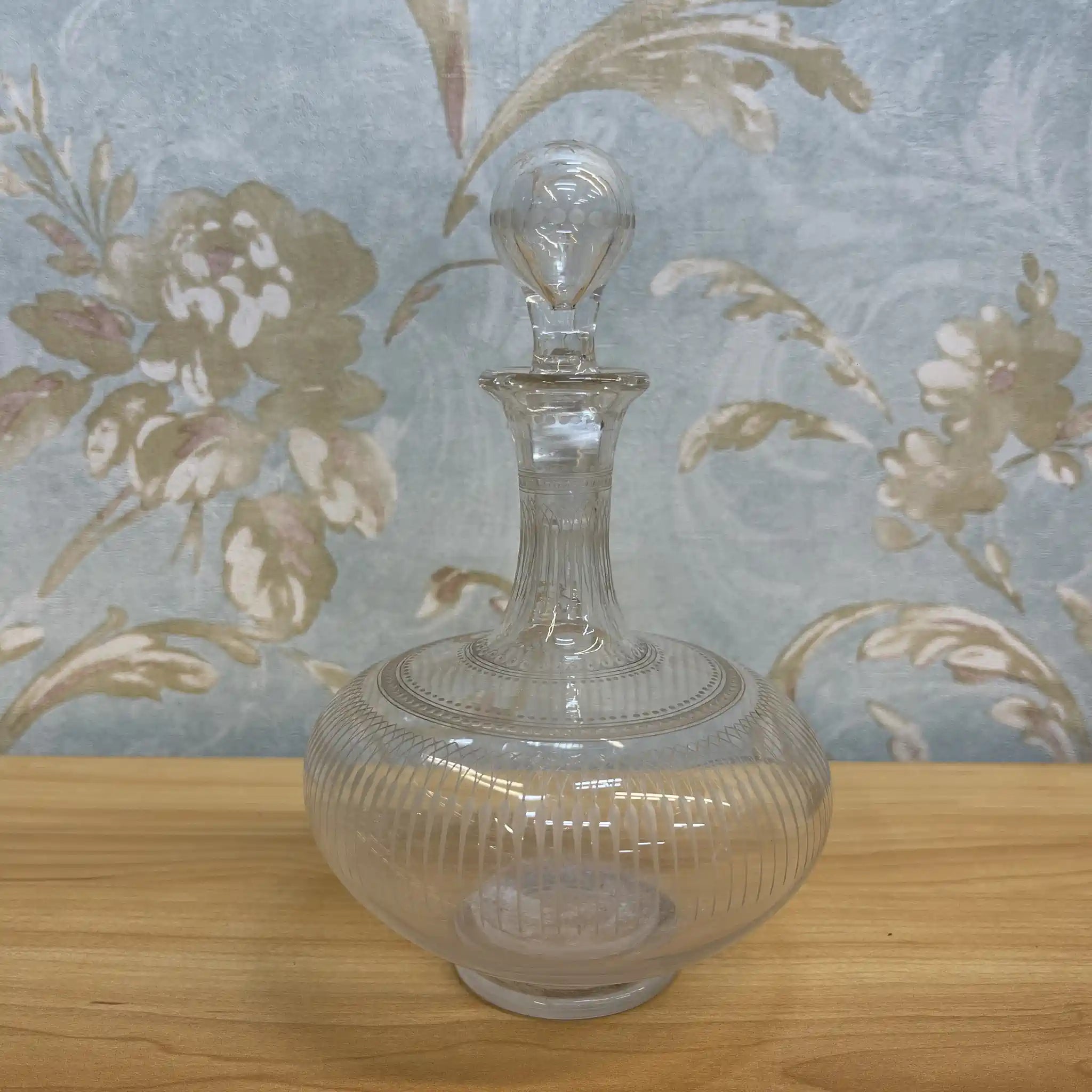 【アンティーク】 デキャンタ / 推定1900前後 / クリスタルガラス / ヨーロッパ / エッチング, ツイストハンドル
