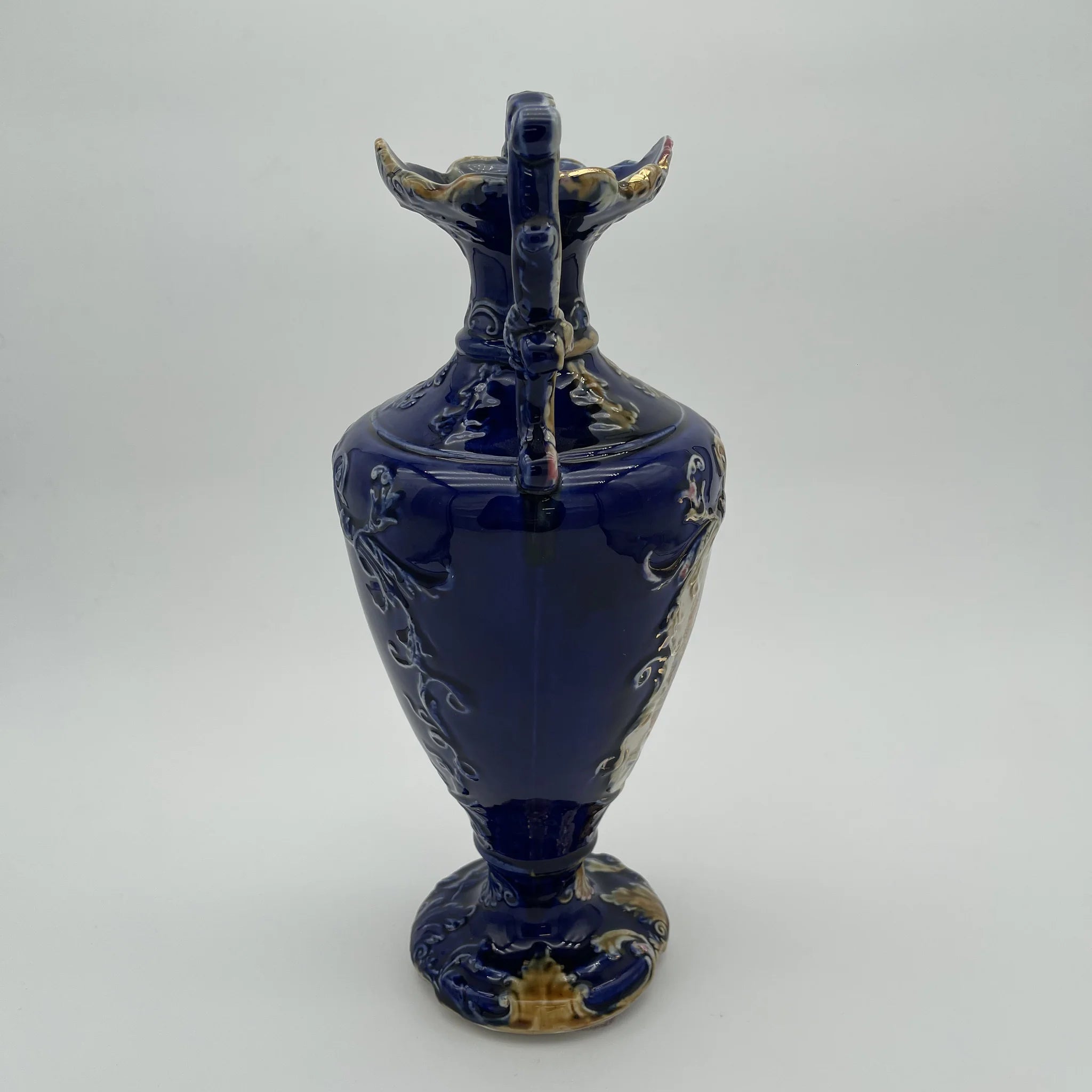 【アンティーク】 フラワーベース（花瓶） / ヴィクトリアン・ロココ・リバイバル / 19世紀後半から20世紀初頭 / イギリス / ハンドペイント・ボタニカル,ドット・ゴールド(金盛),ロココ・スクロール