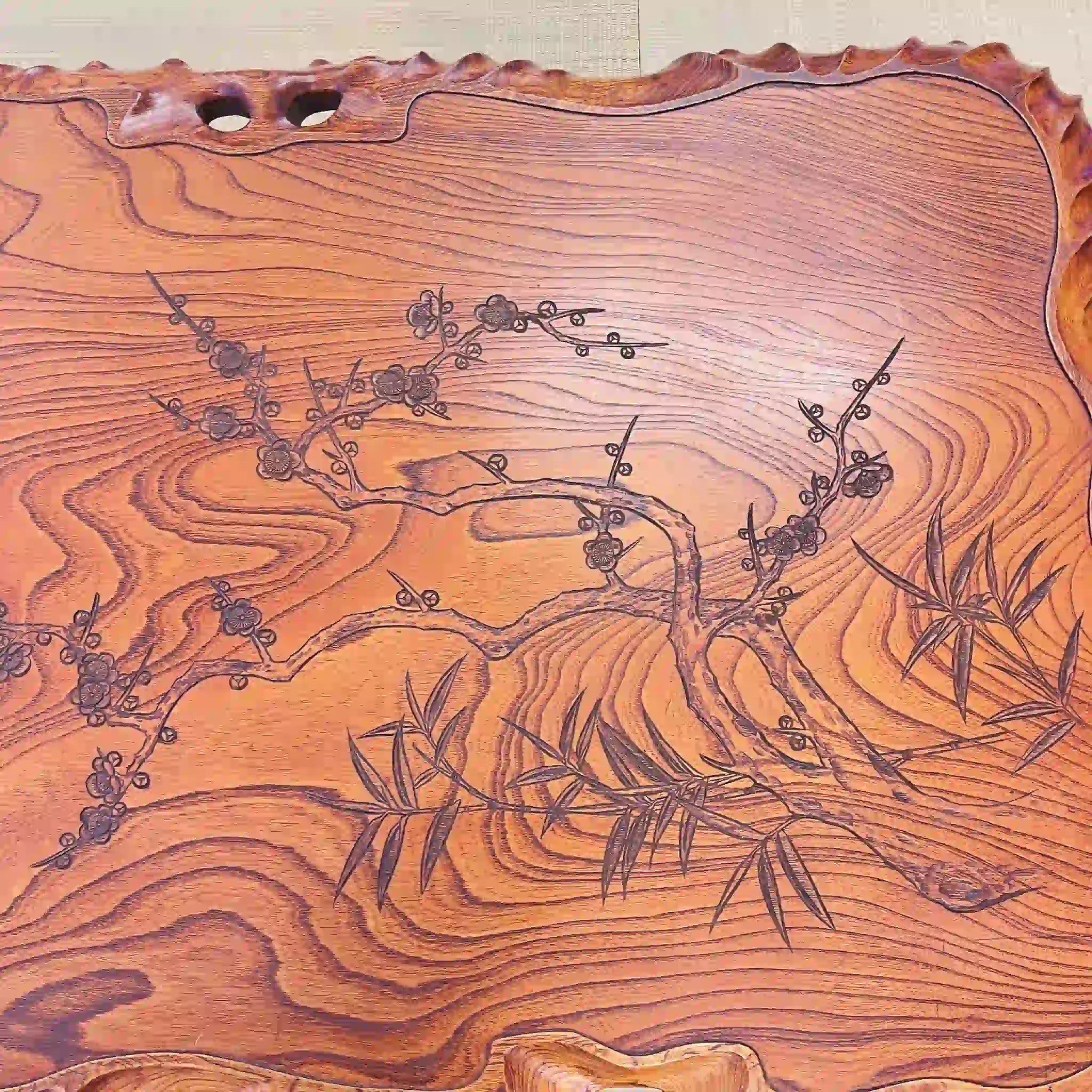 【リユース】 飾り彫り座卓 / 一枚板