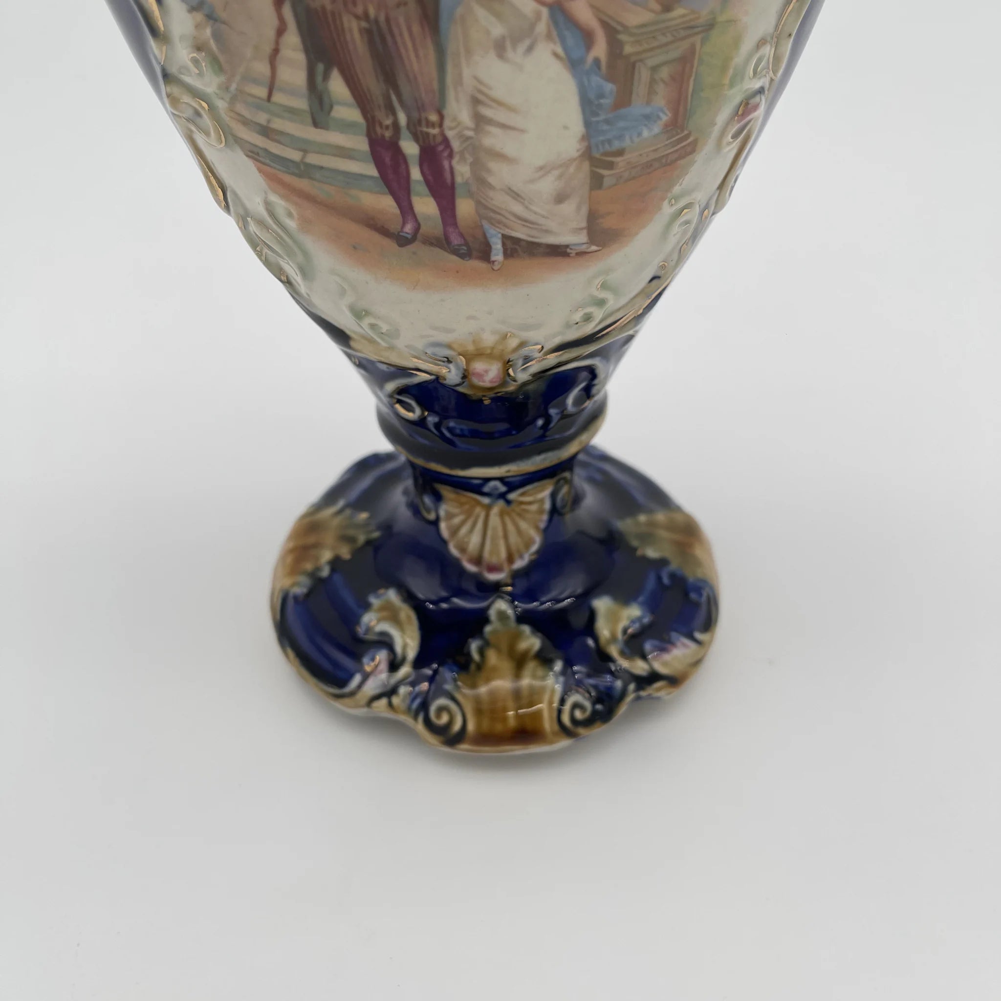 【アンティーク】 フラワーベース（花瓶） / ヴィクトリアン・ロココ・リバイバル / 19世紀後半から20世紀初頭 / イギリス / ハンドペイント・ボタニカル,ドット・ゴールド(金盛),ロココ・スクロール