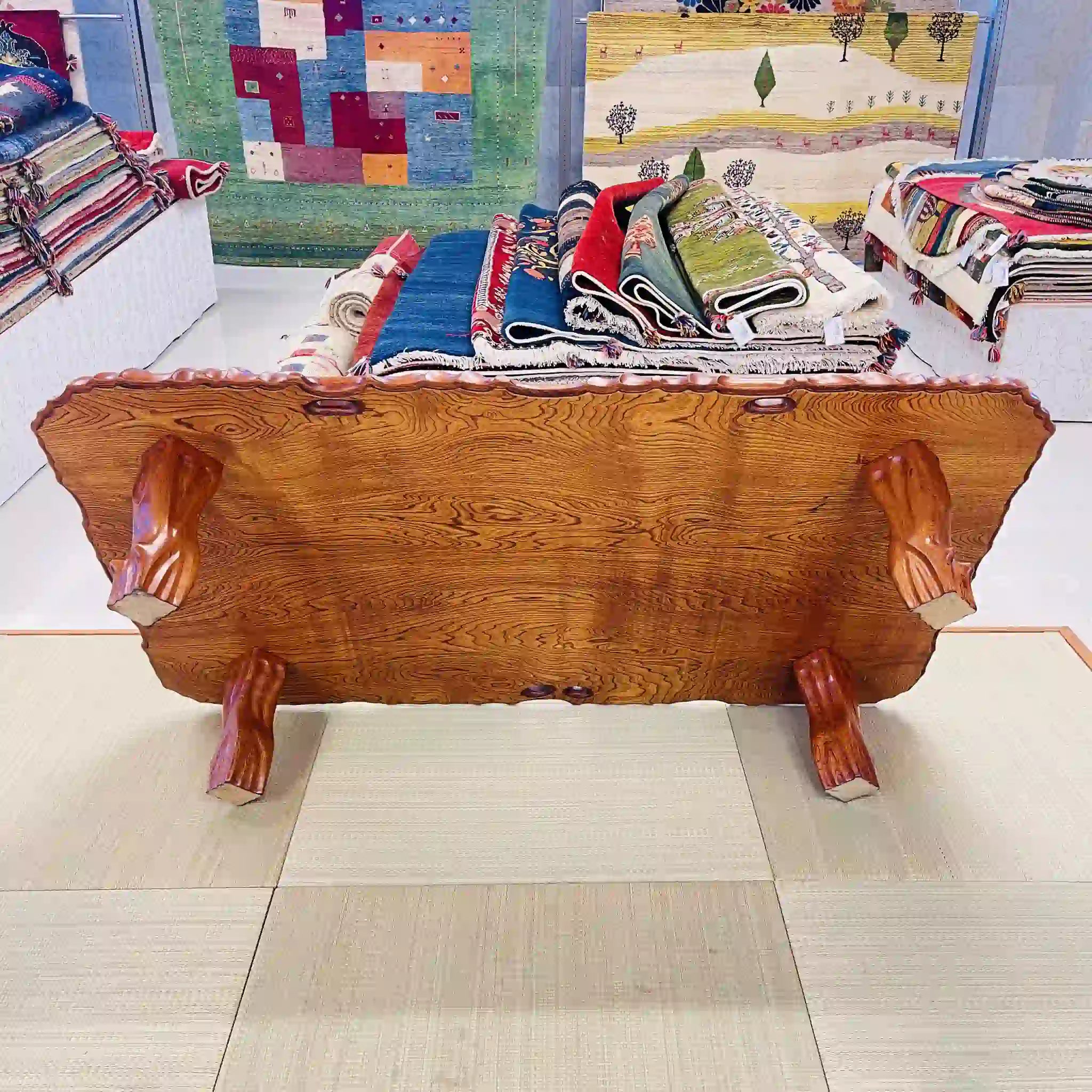 【リユース】 飾り彫り座卓 / 一枚板