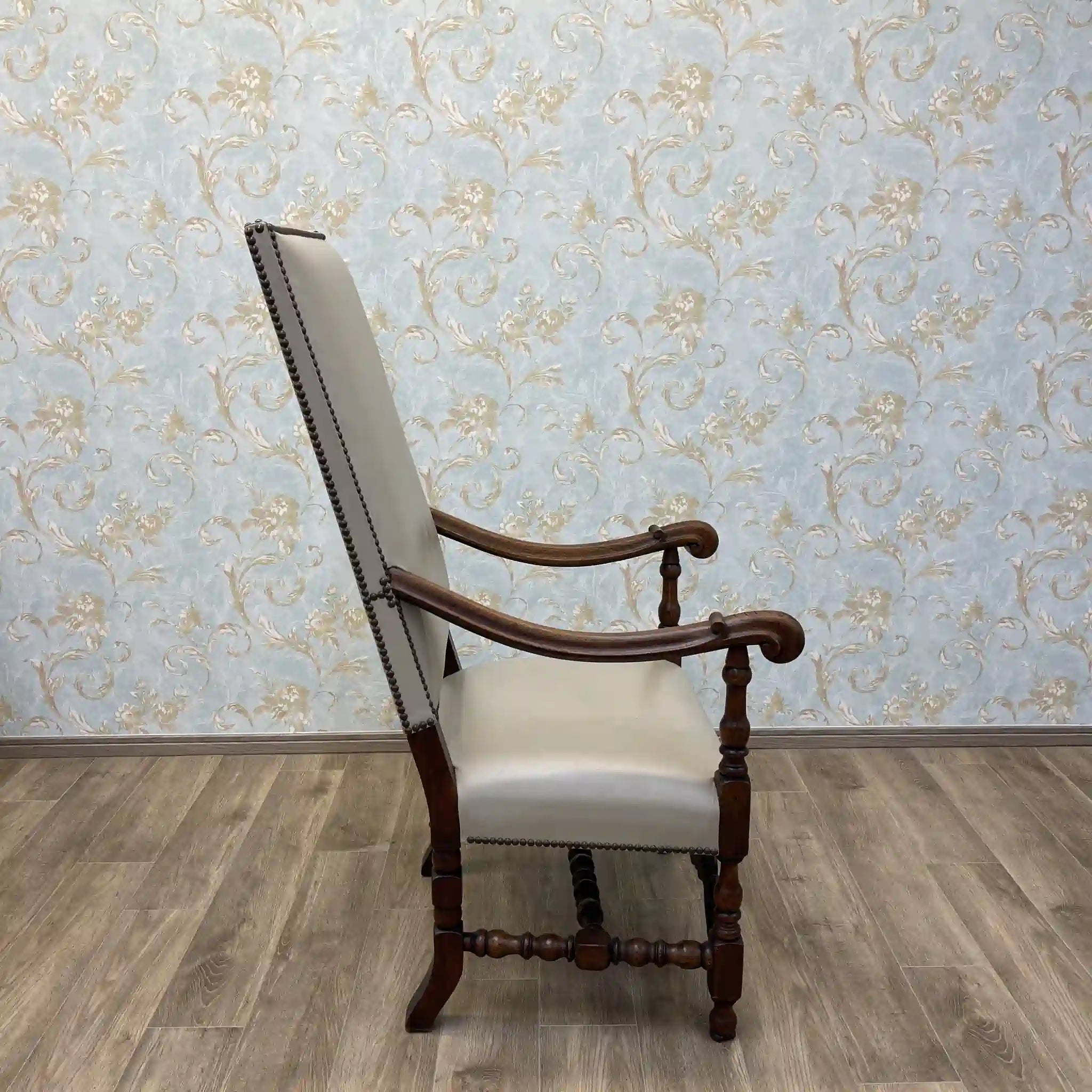 【アンティーク】 ハイバックチェア / 推定20C初頭 / ウォールナット材 / フランス / バラスター, スクロール, 透かし彫り