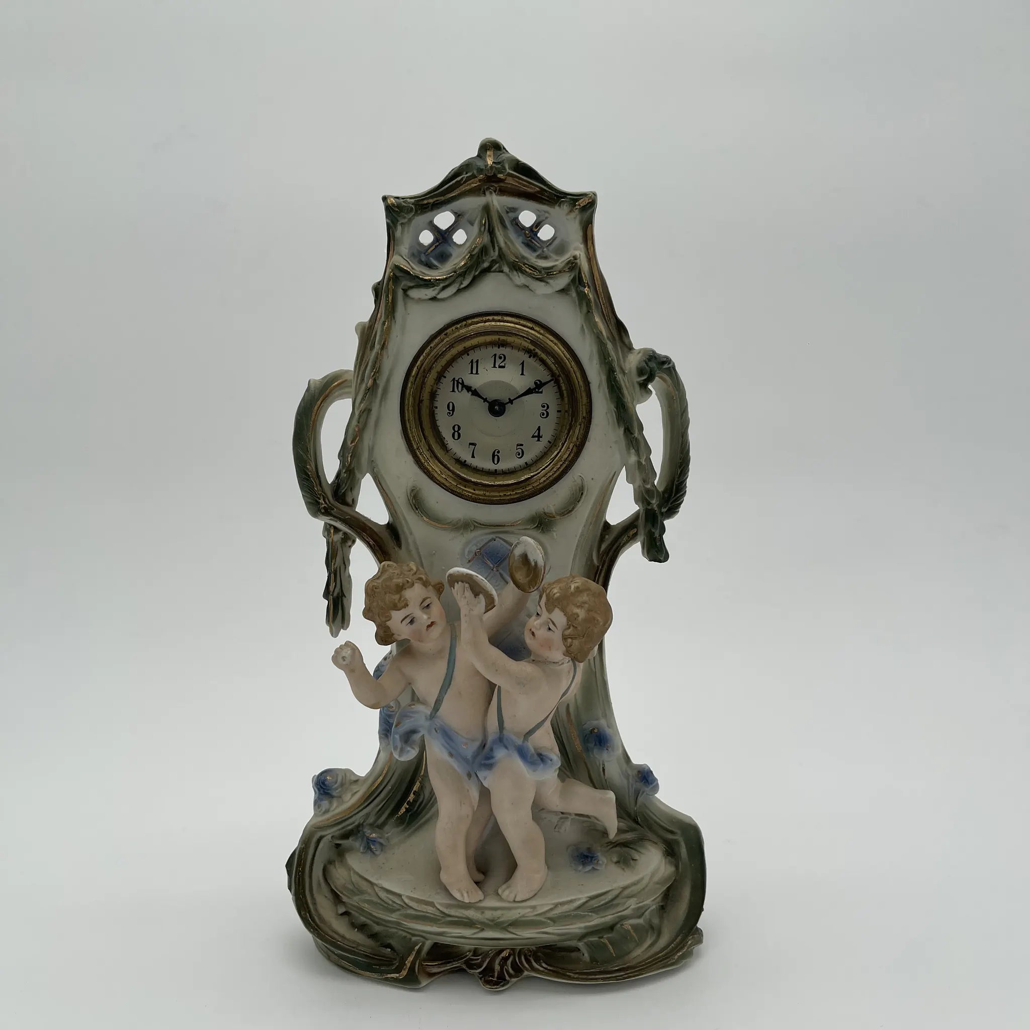 【アンティーク】 ポーセリンクロック / ネオ・ロココ（ルイ15世復古様式 / フランス / ハンドペイント・ポーセリン,ロカイユ・スクロール,エナメルダイアル