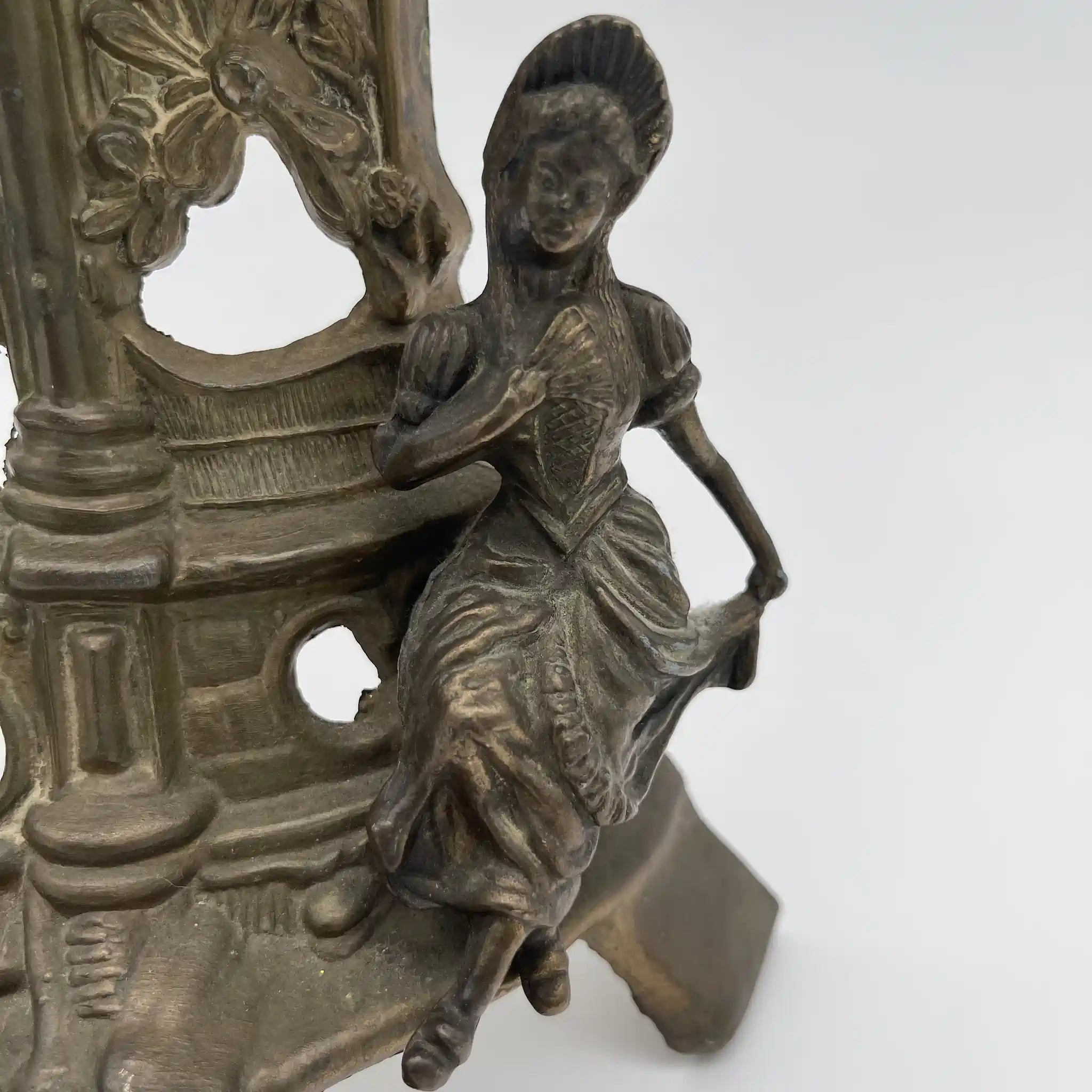 Antique Brass Mantle Clock / Rococo Revival / 1950s-1970s / Germany