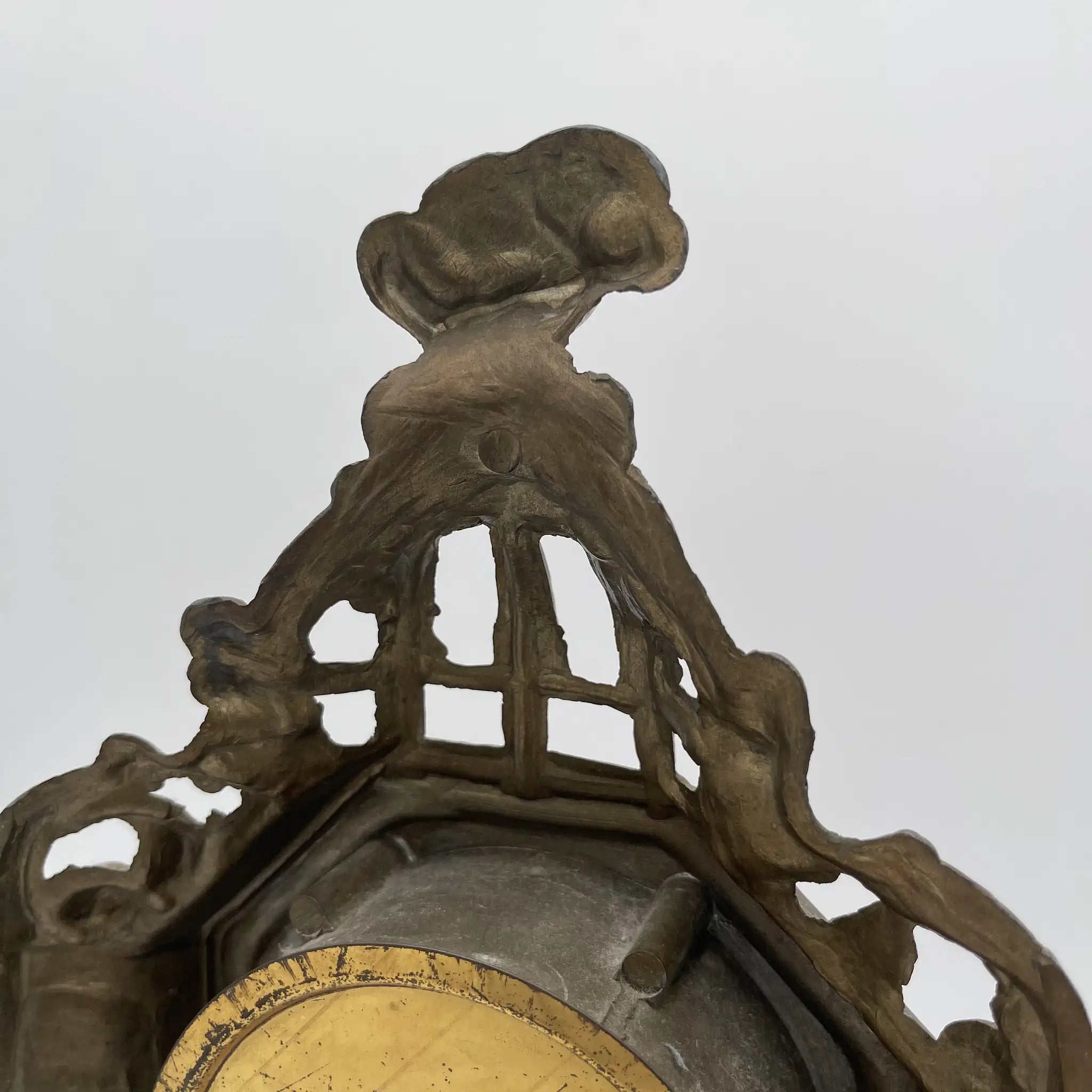 Antique Brass Mantle Clock / Rococo Revival / 1950s-1970s / Germany