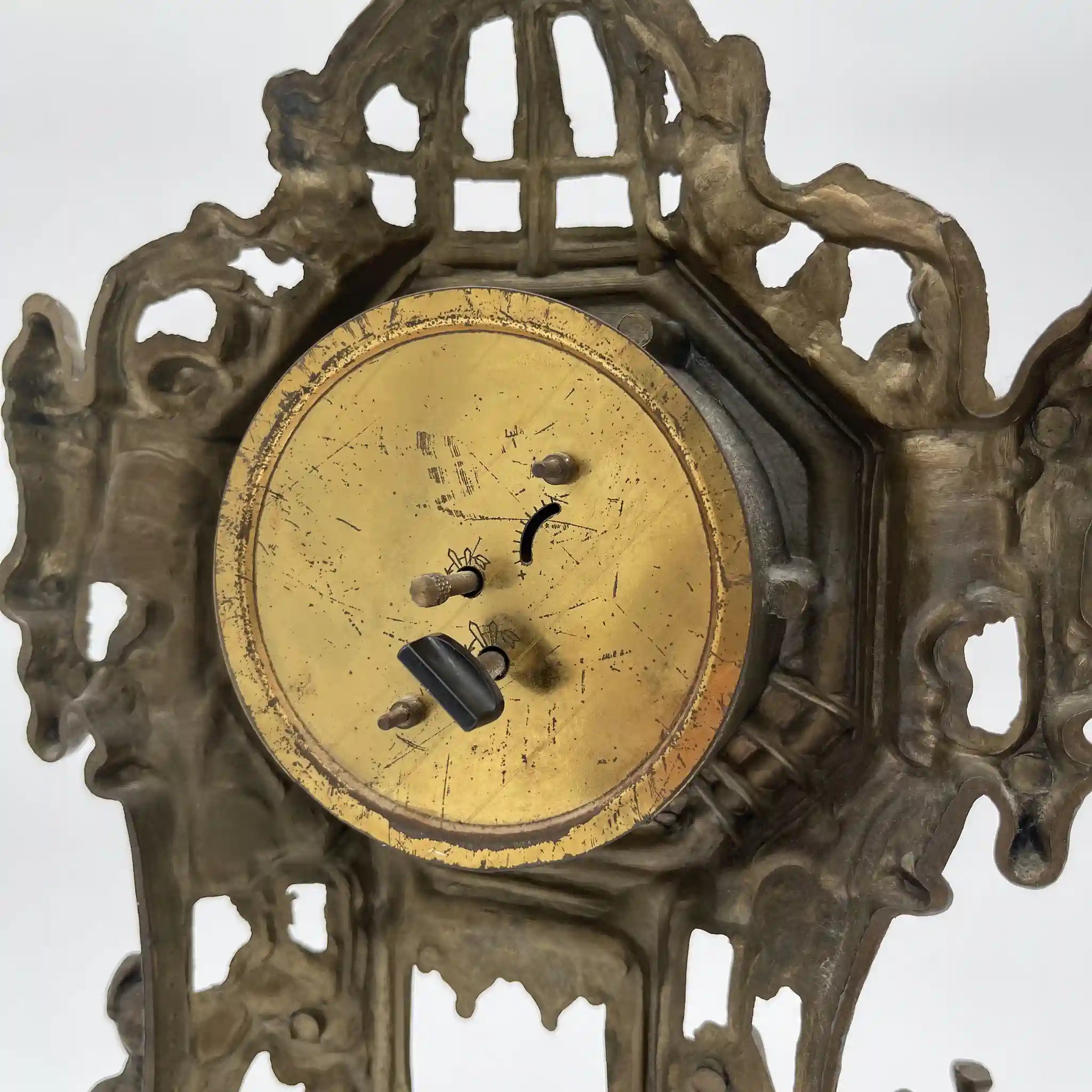 Antique Brass Mantle Clock / Rococo Revival / 1950s-1970s / Germany