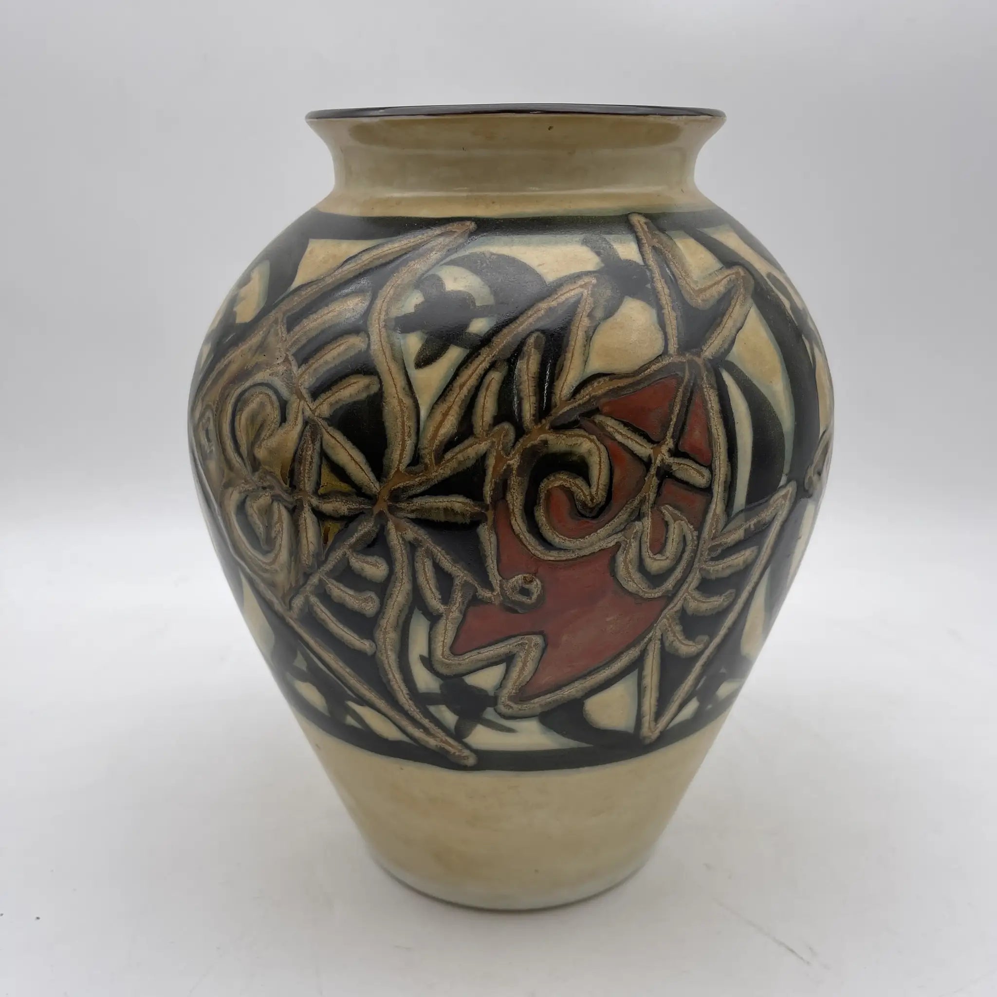 [Vintage] Jar / Kozan kiln / Estimated 1970-1980s / Pottery / Japan / Fish pattern