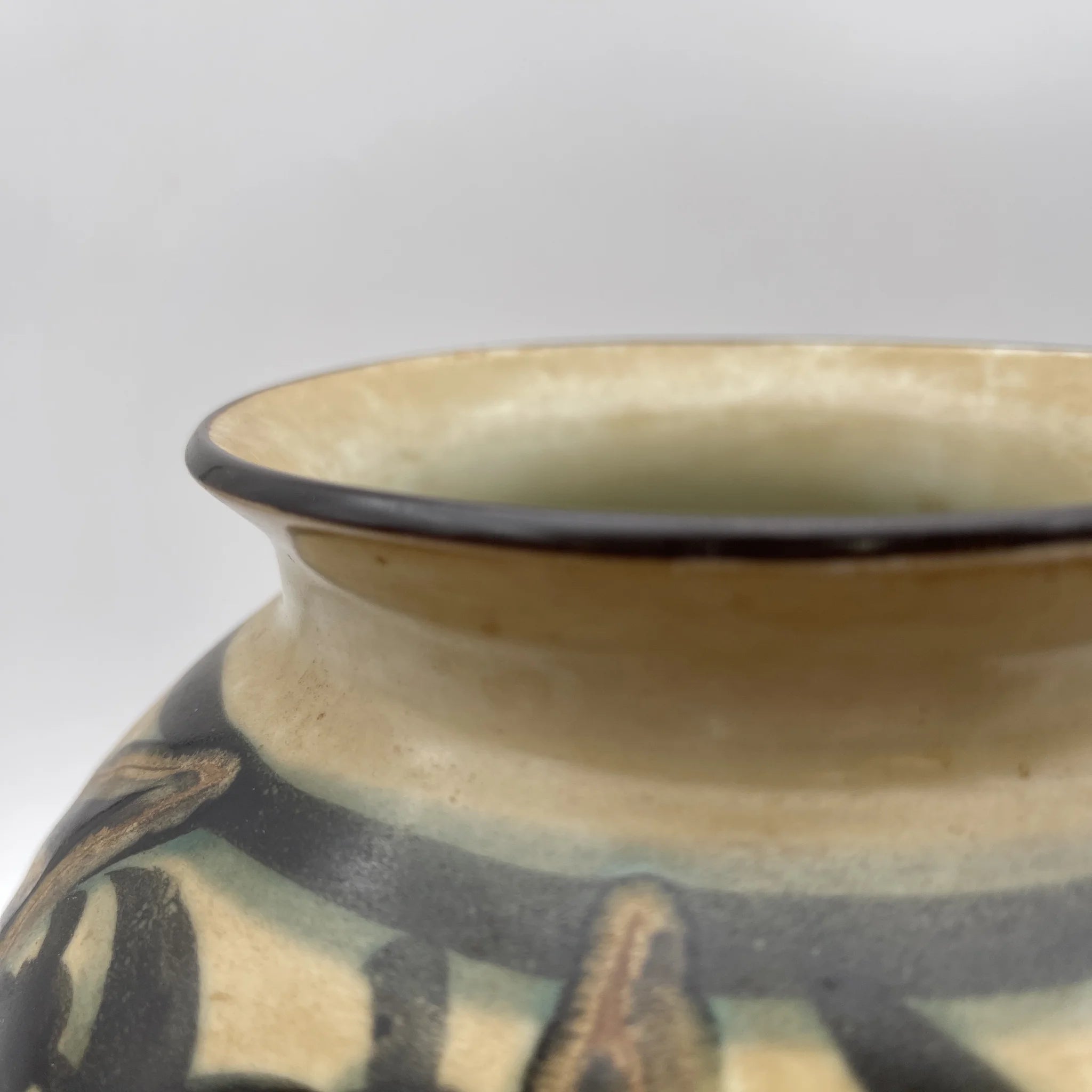 [Vintage] Jar / Kozan kiln / Estimated 1970-1980s / Pottery / Japan / Fish pattern