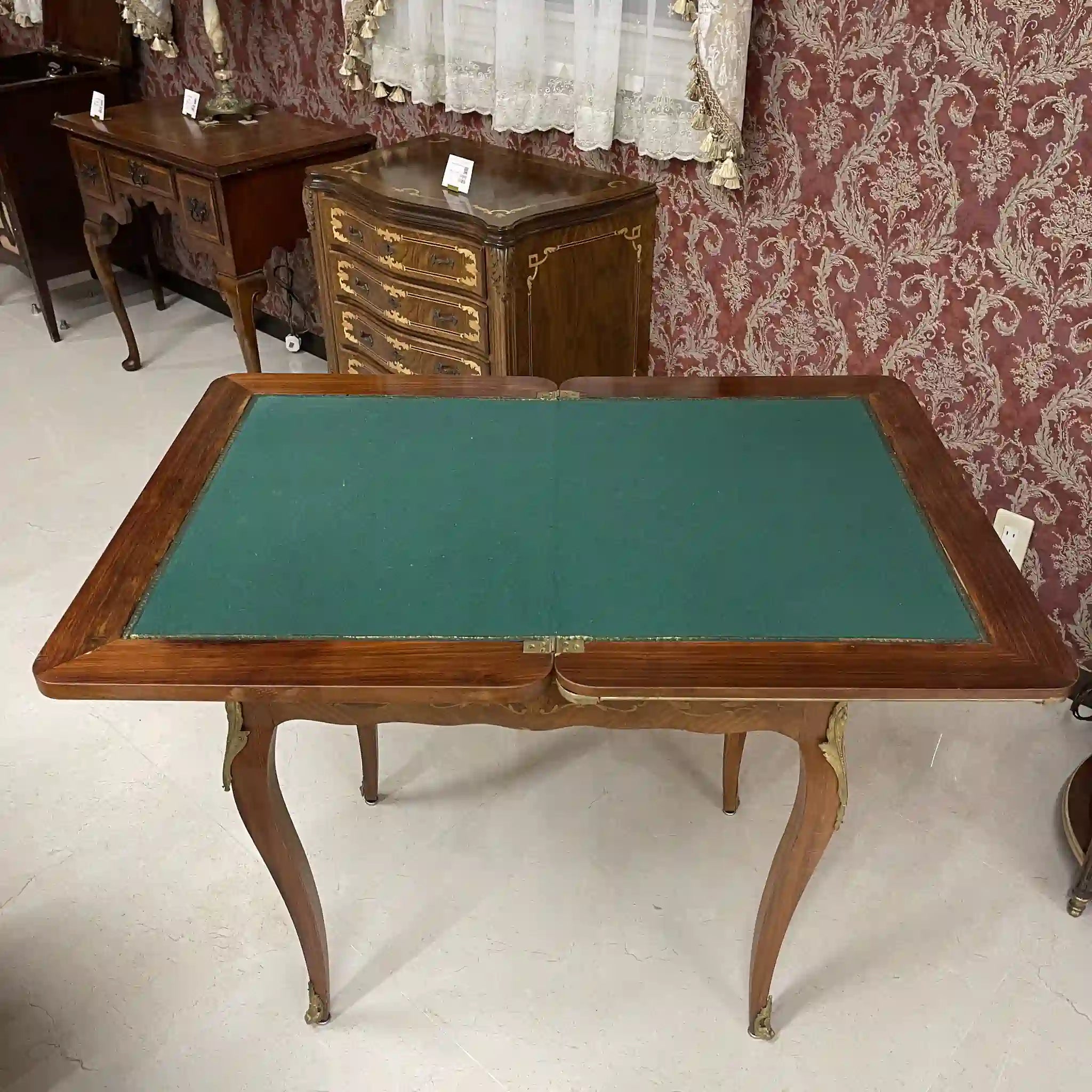 【アンティーク】 アンティークゲームテーブル / ルイ15世様式 / 20世紀前期（推定） / マホガニー材サテンウッド材 / フランス