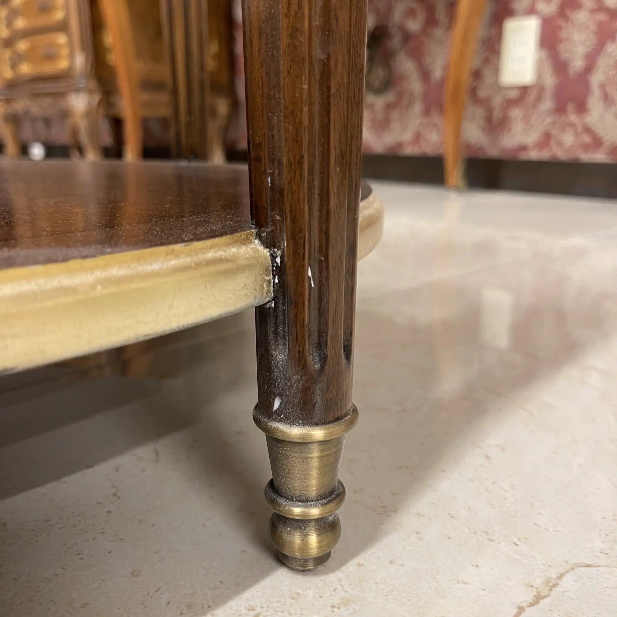 古董雙層燈桌/帝國風格/胡桃木瘤材質/英國直接進口