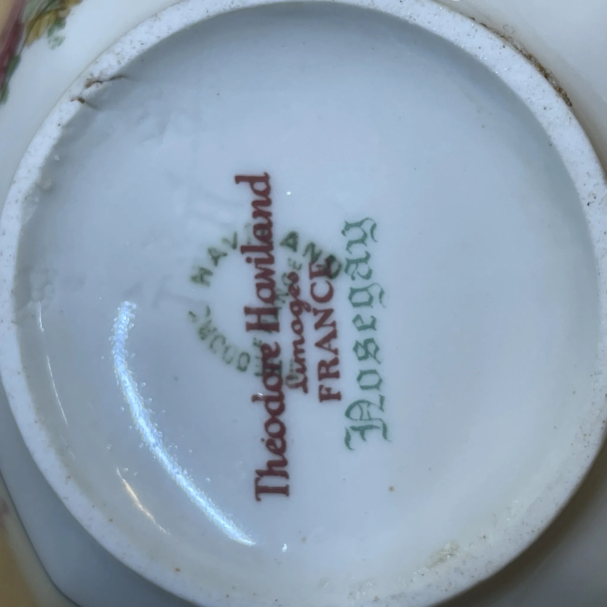 【アンティーク】 トリオ (ティーカップ&ソーサー+デザートプレート) 2P / Theodore Haviland (セオドア・アビランド) / Nosegay / 推定20C前中期 / 磁器 / フランス / ブーケ, 金彩