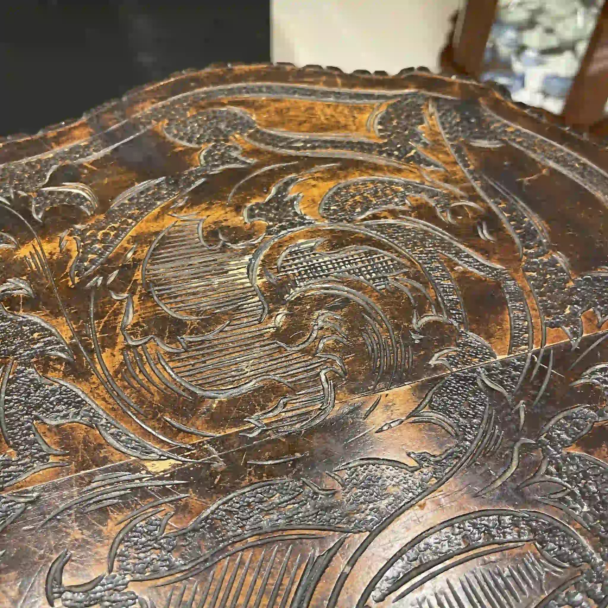 【アンティーク】 サイドテーブル 人物彫刻 / ベネチアンスタイル / 20世紀初頭（推定） / ビーチ材 (推定) / イギリス / イギリス直輸入