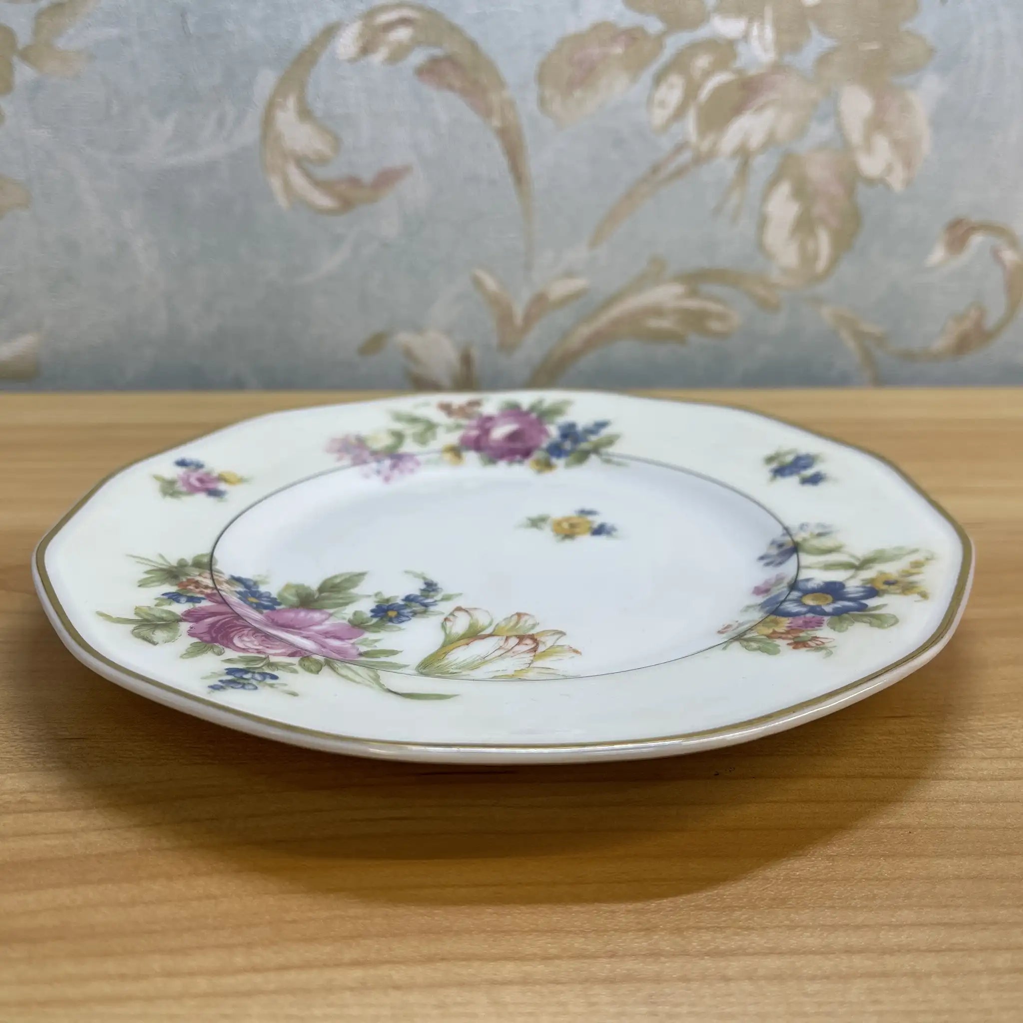 【アンティーク】 ディナープレート&デザートプレート2P / Theodore Haviland (セオドア・アビランド) / Nosegay / 推定20C前中期 / 磁器 / フランス / ブーケ, 金彩