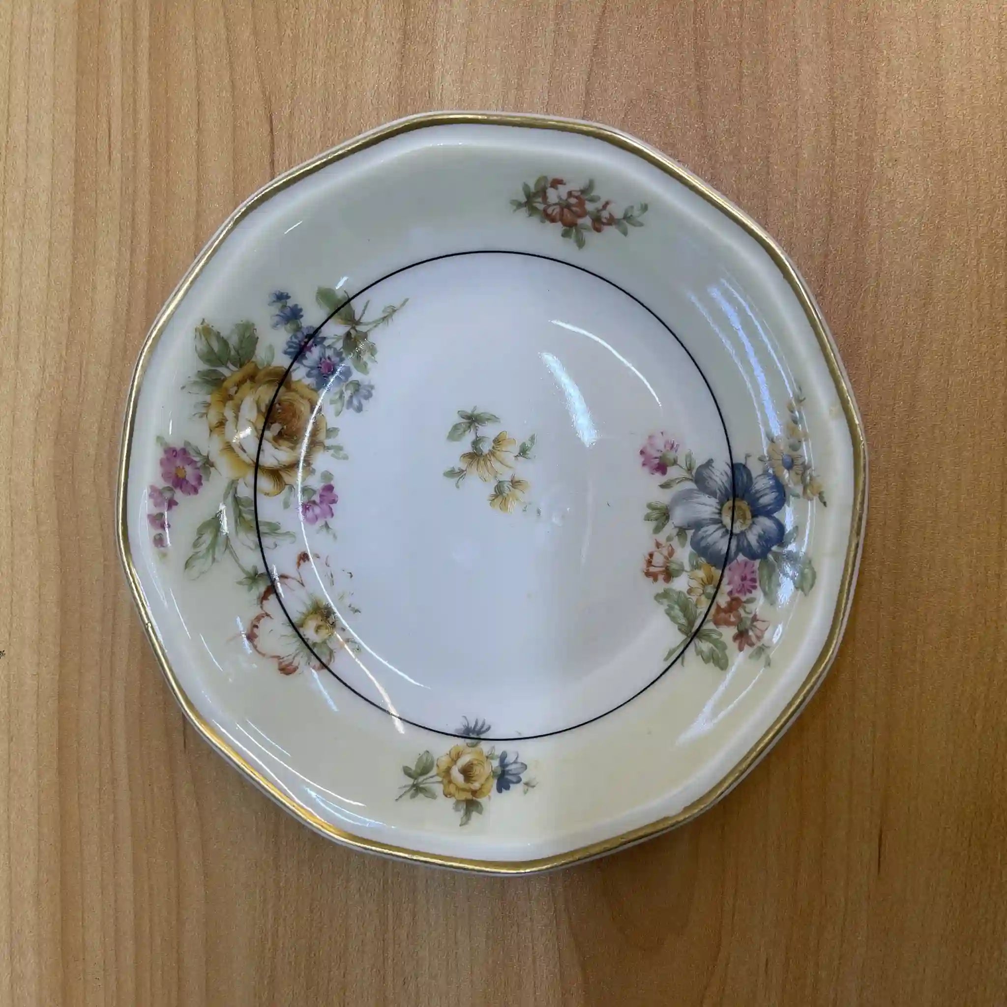 【アンティーク】 フルーツボウル (小鉢) / Theodore Haviland (セオドア・アビランド) / Nosegay / 推定20C前中期 / 磁器 / フランス / ブーケ, 金彩