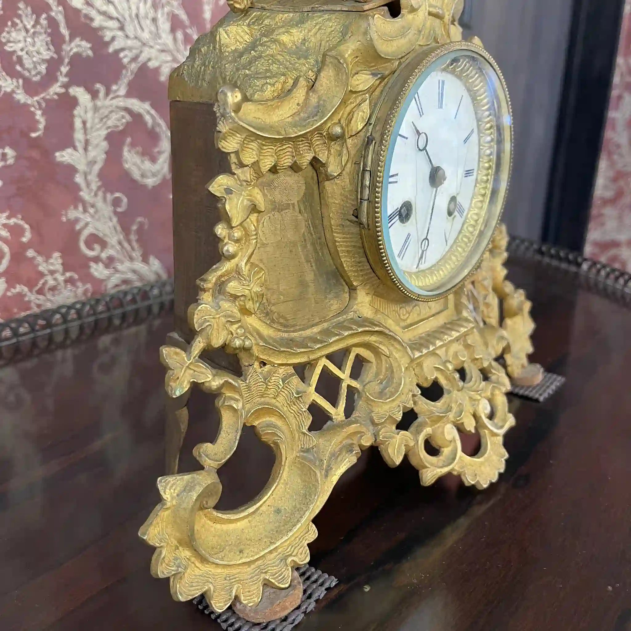 【アンティーク】 ゴールドマントルクロック / ロココ様式 / 19世紀 / 金メッキブロンズ / フランス / フランス直輸入 ※ゼンマイなし