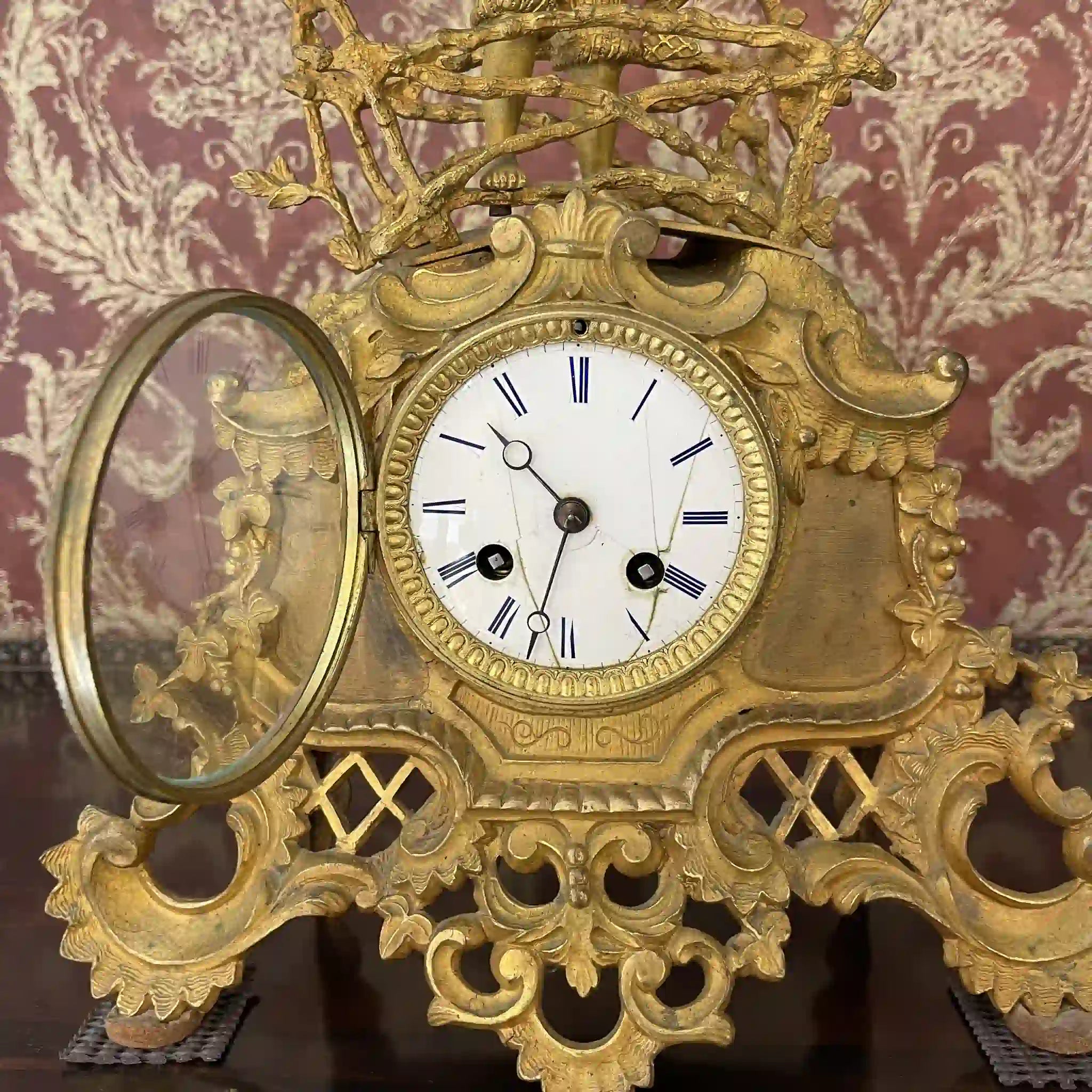 【アンティーク】 ゴールドマントルクロック / ロココ様式 / 19世紀 / 金メッキブロンズ / フランス / フランス直輸入 ※ゼンマイなし