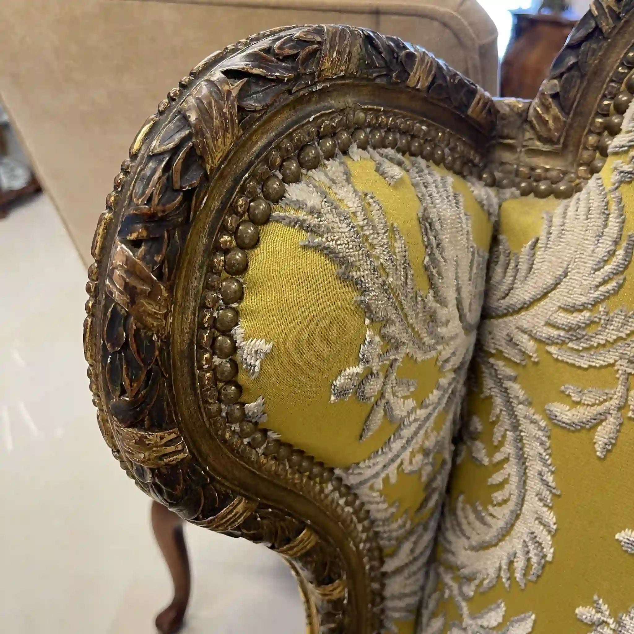 古董翼背椅 / 路易十六風格 / 法國 / 金卡山編織