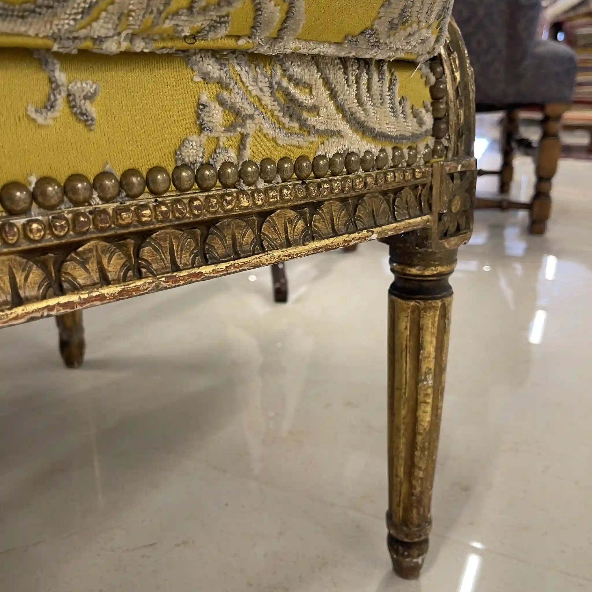 古董翼背椅 / 路易十六風格 / 法國 / 金卡山編織