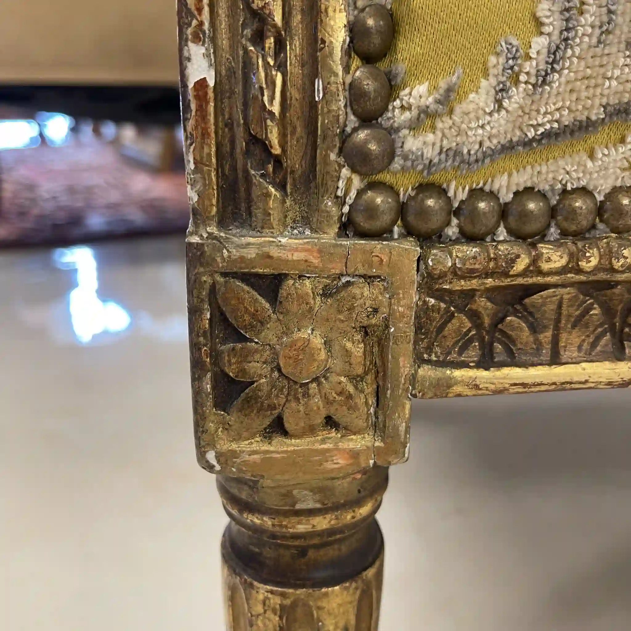 古董翼背椅 / 路易十六風格 / 法國 / 金卡山編織