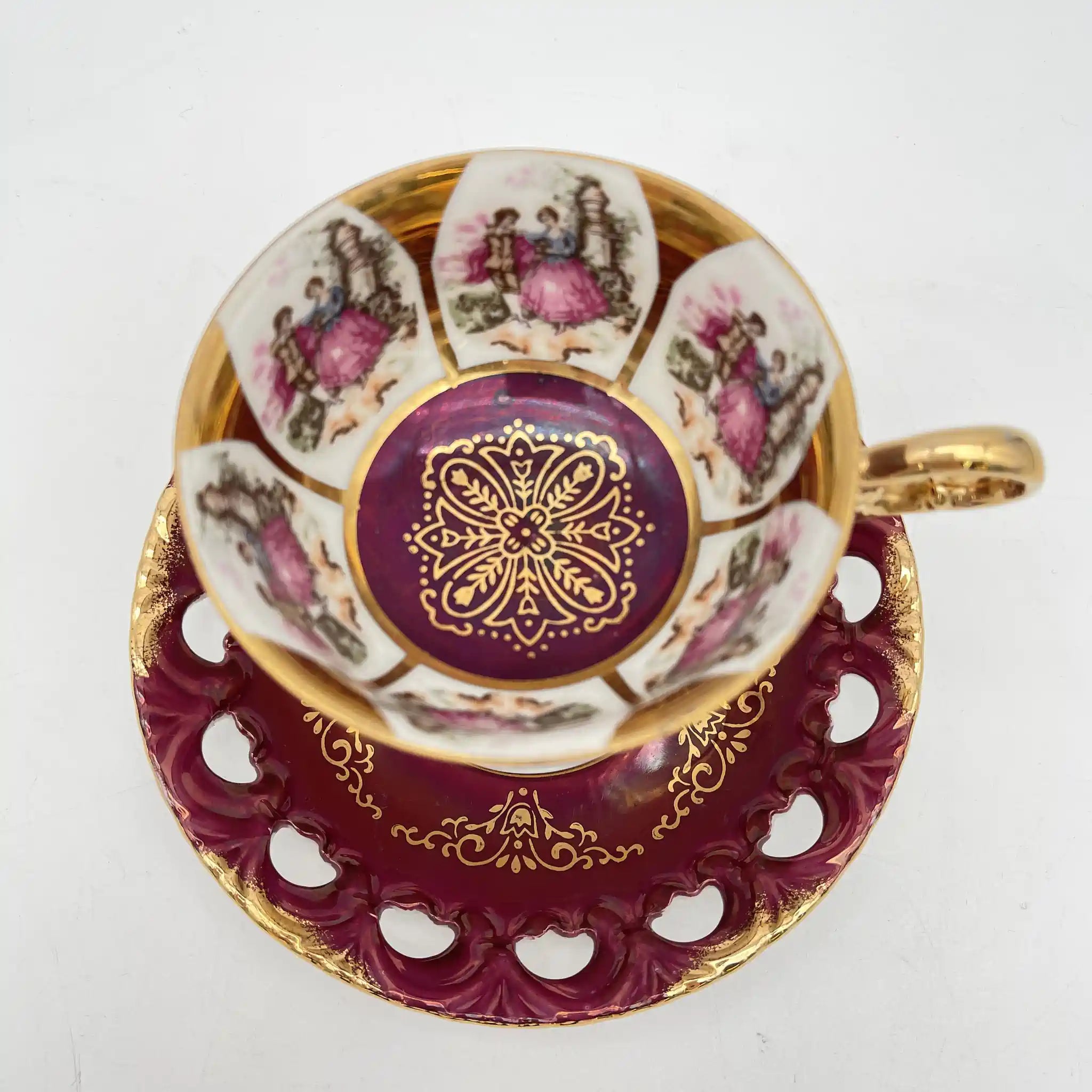 【复古】杯&碟子/大桥陶器/ Golden Fantasy /推测1950-60s /瓷器/日本/ fat galant，金彩