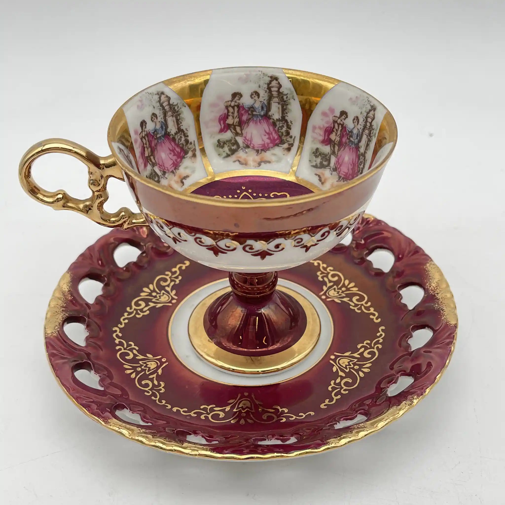 【复古】杯&碟子/大桥陶器/ Golden Fantasy /推测1950-60s /瓷器/日本/ fat galant，金彩