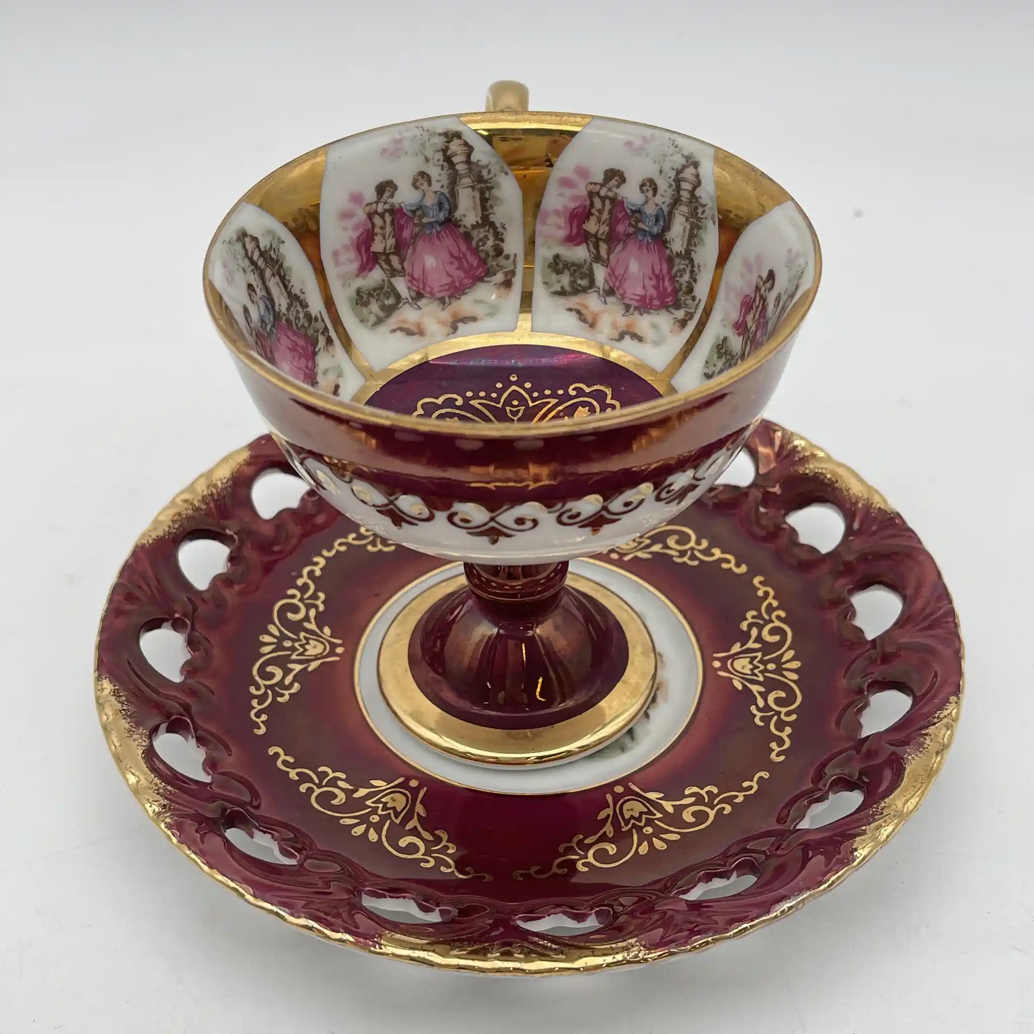 【复古】杯&碟子/大桥陶器/ Golden Fantasy /推测1950-60s /瓷器/日本/ fat galant，金彩