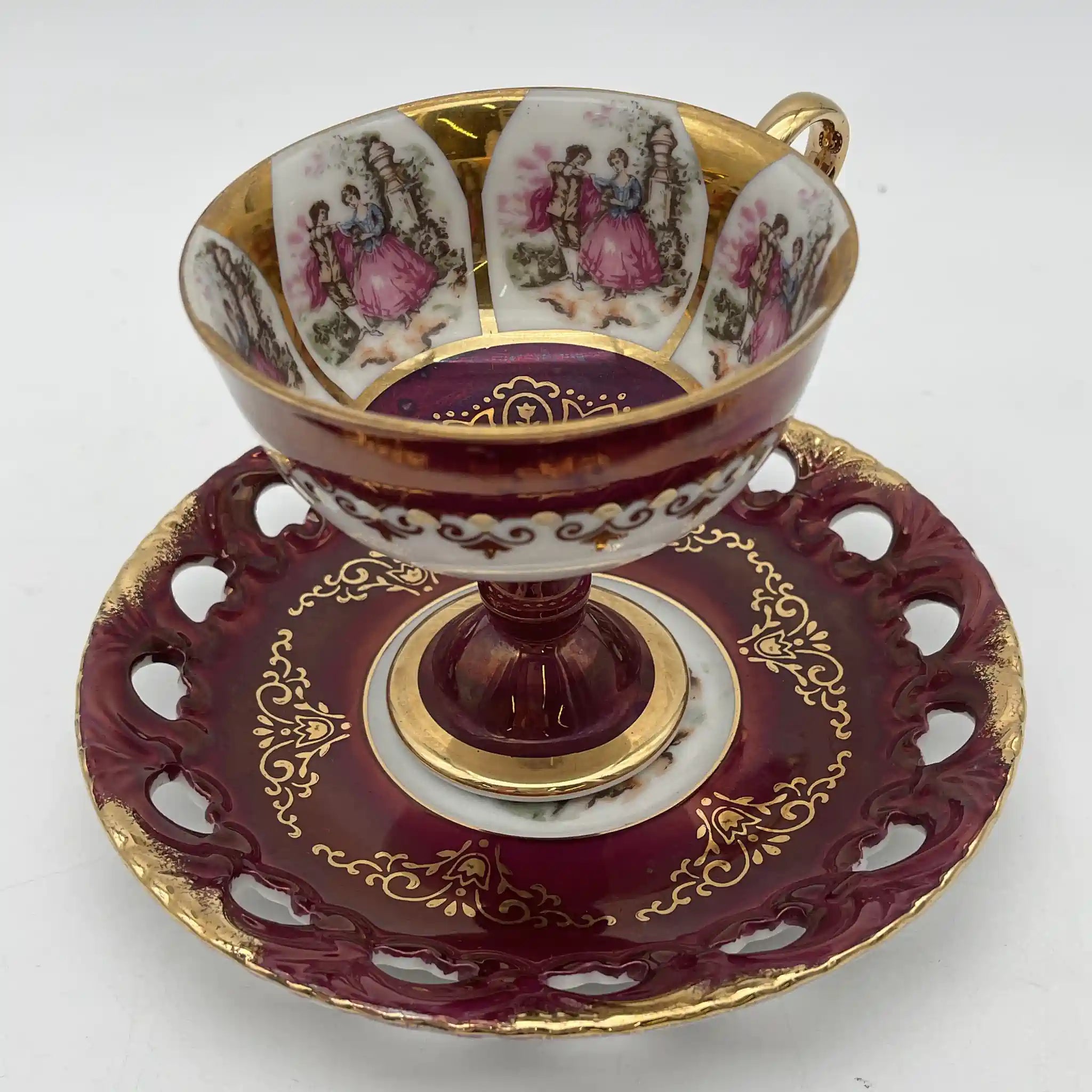 【复古】杯&碟子/大桥陶器/ Golden Fantasy /推测1950-60s /瓷器/日本/ fat galant，金彩