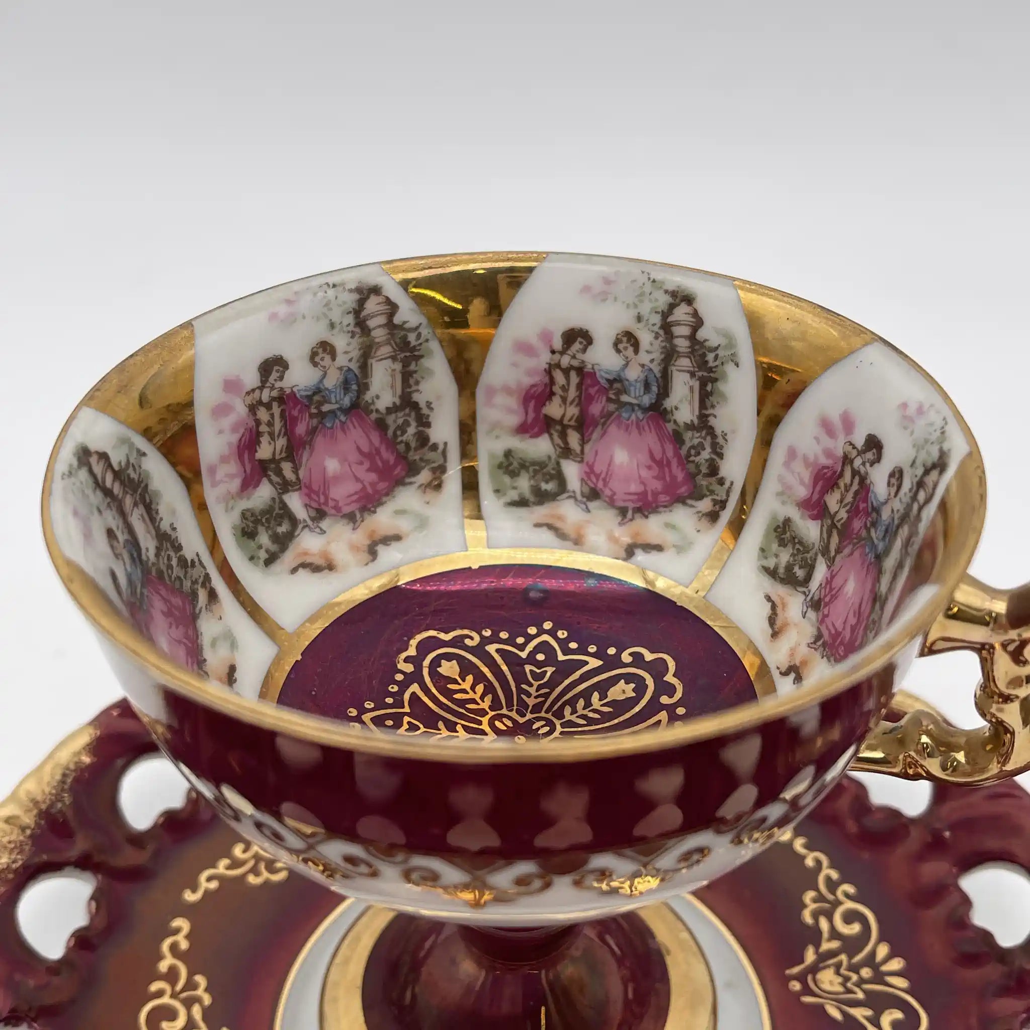 【复古】杯&碟子/大桥陶器/ Golden Fantasy /推测1950-60s /瓷器/日本/ fat galant，金彩