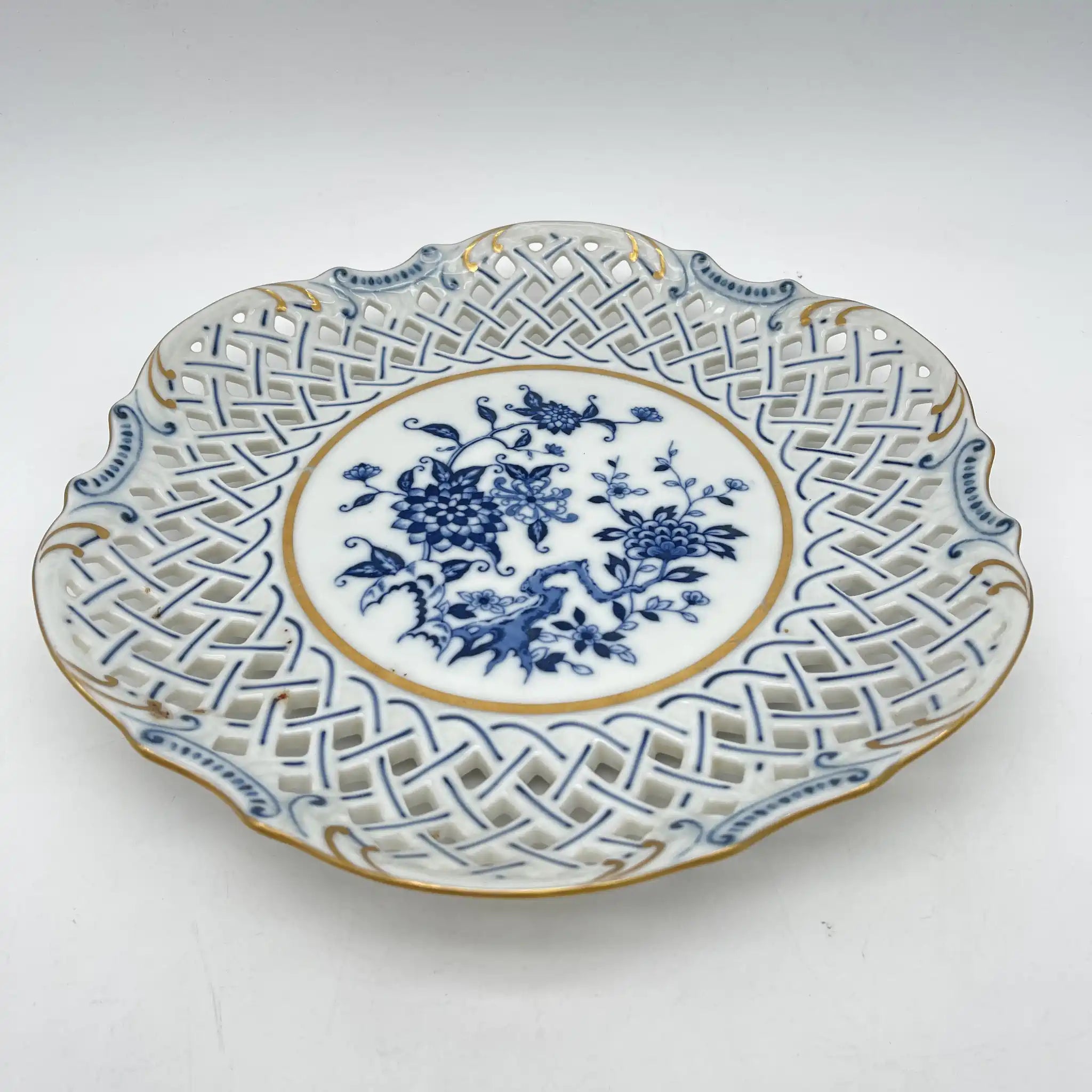 [Vintage] Compote / Seei Pottery / Estimated 1960-70s / Fine China / Japan / Lattice work, Peony pattern