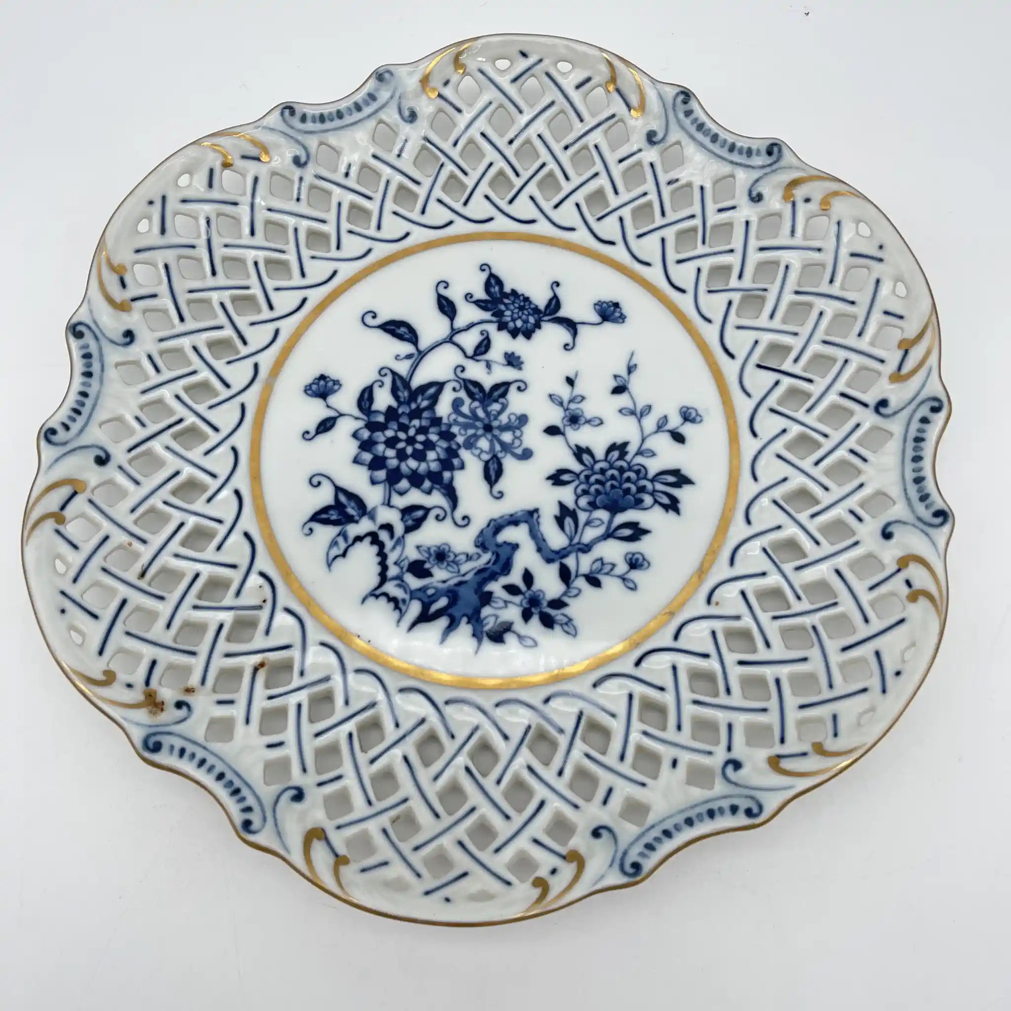 [Vintage] Compote / Seei Pottery / Estimated 1960-70s / Fine China / Japan / Lattice work, Peony pattern