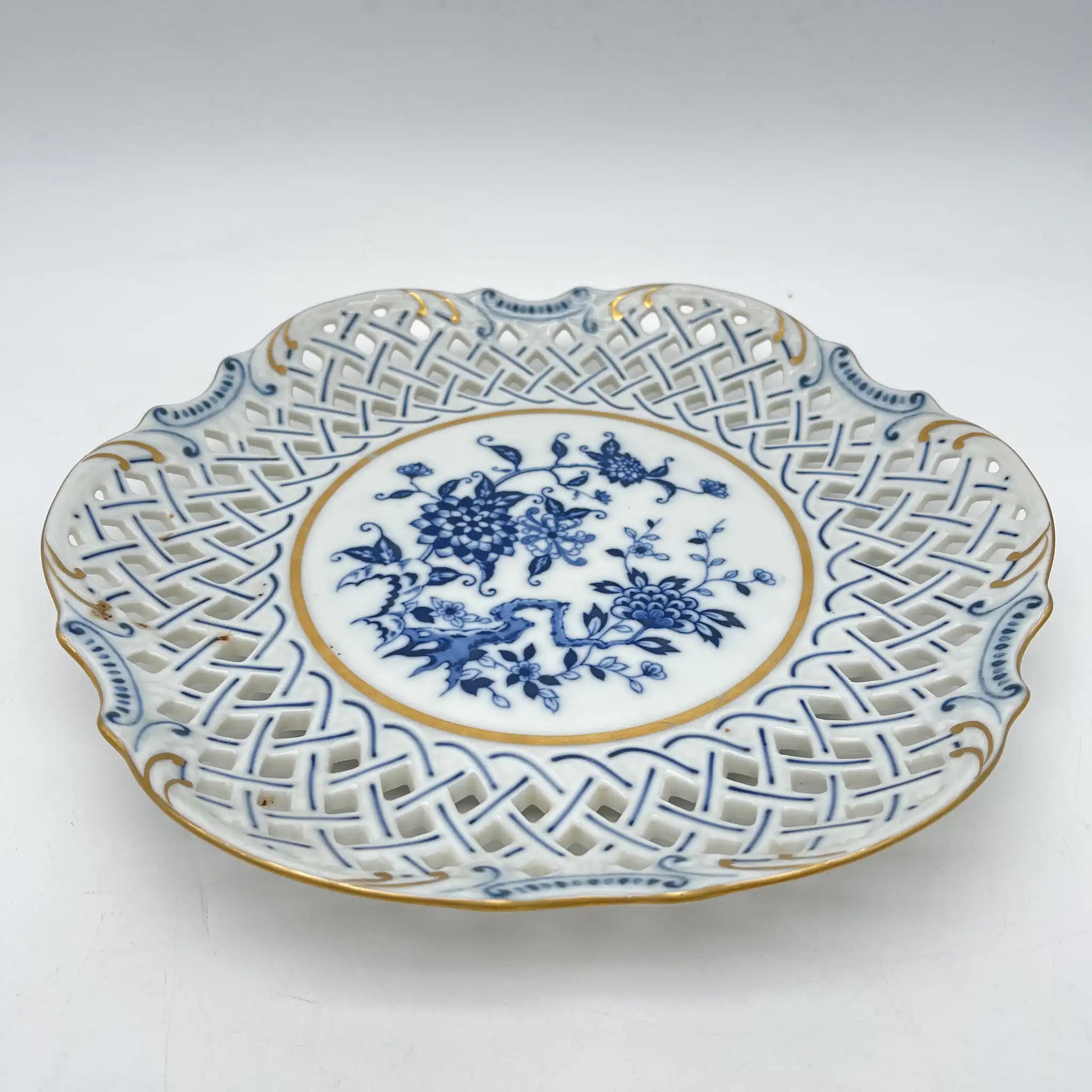 [Vintage] Compote / Seei Pottery / Estimated 1960-70s / Fine China / Japan / Lattice work, Peony pattern