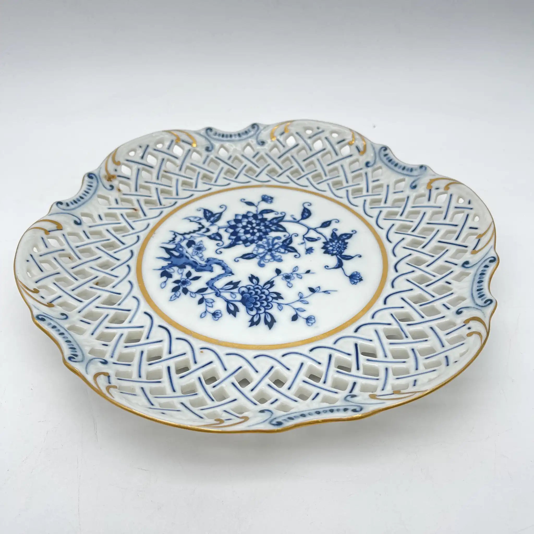 [Vintage] Compote / Seei Pottery / Estimated 1960-70s / Fine China / Japan / Lattice work, Peony pattern