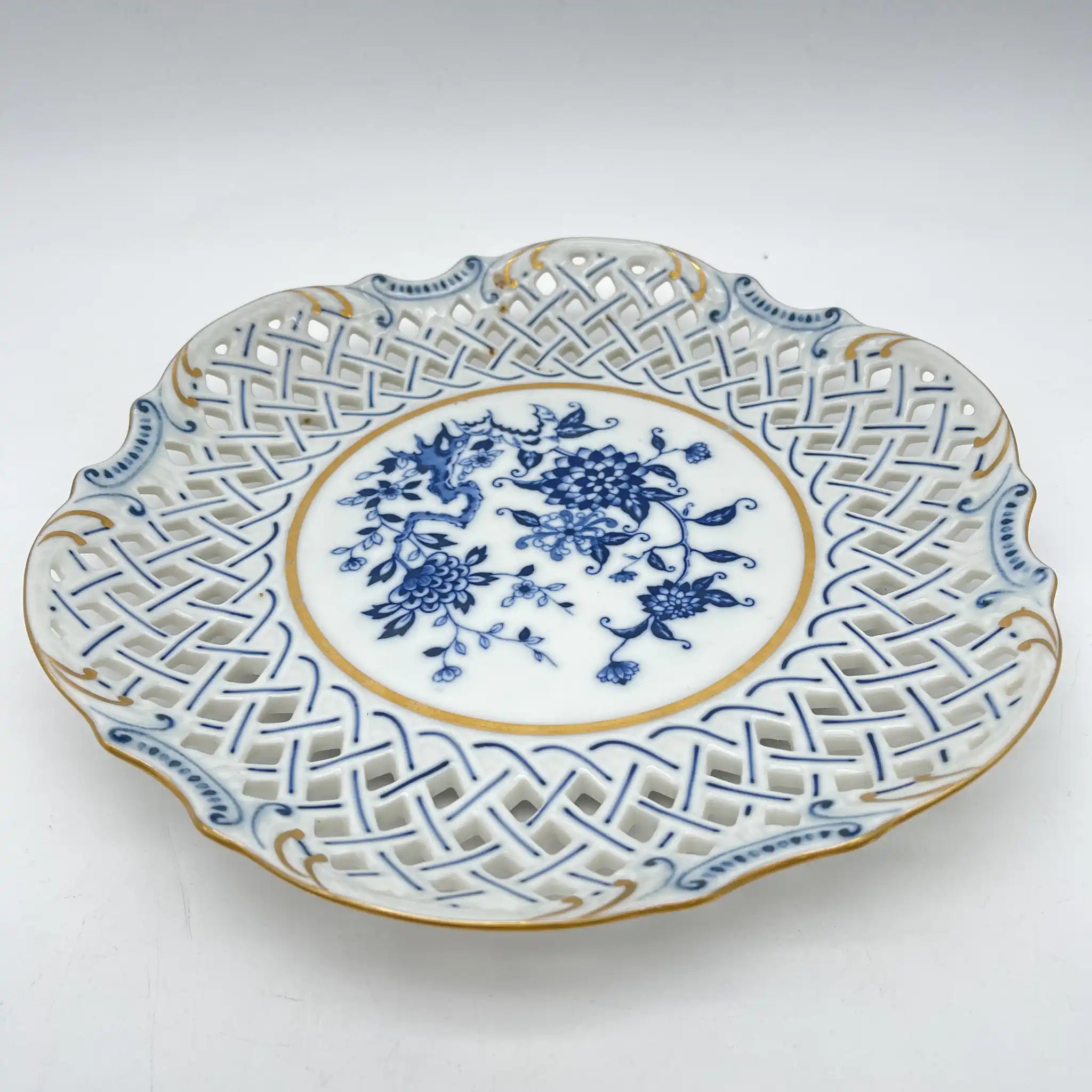 [Vintage] Compote / Seei Pottery / Estimated 1960-70s / Fine China / Japan / Lattice work, Peony pattern