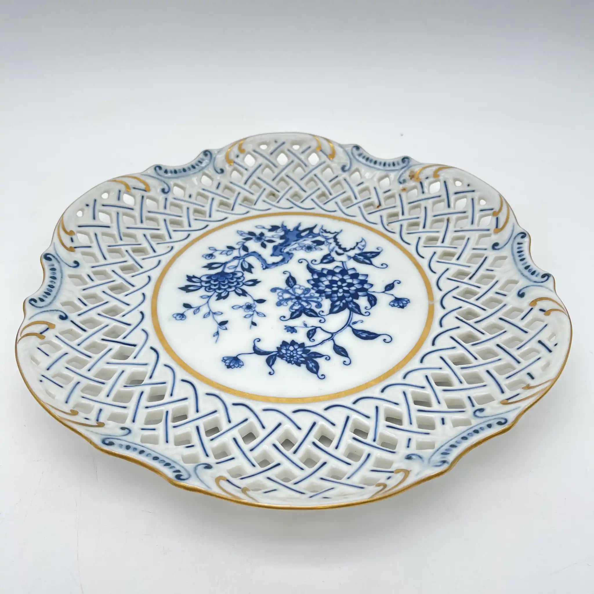 [Vintage] Compote / Seei Pottery / Estimated 1960-70s / Fine China / Japan / Lattice work, Peony pattern